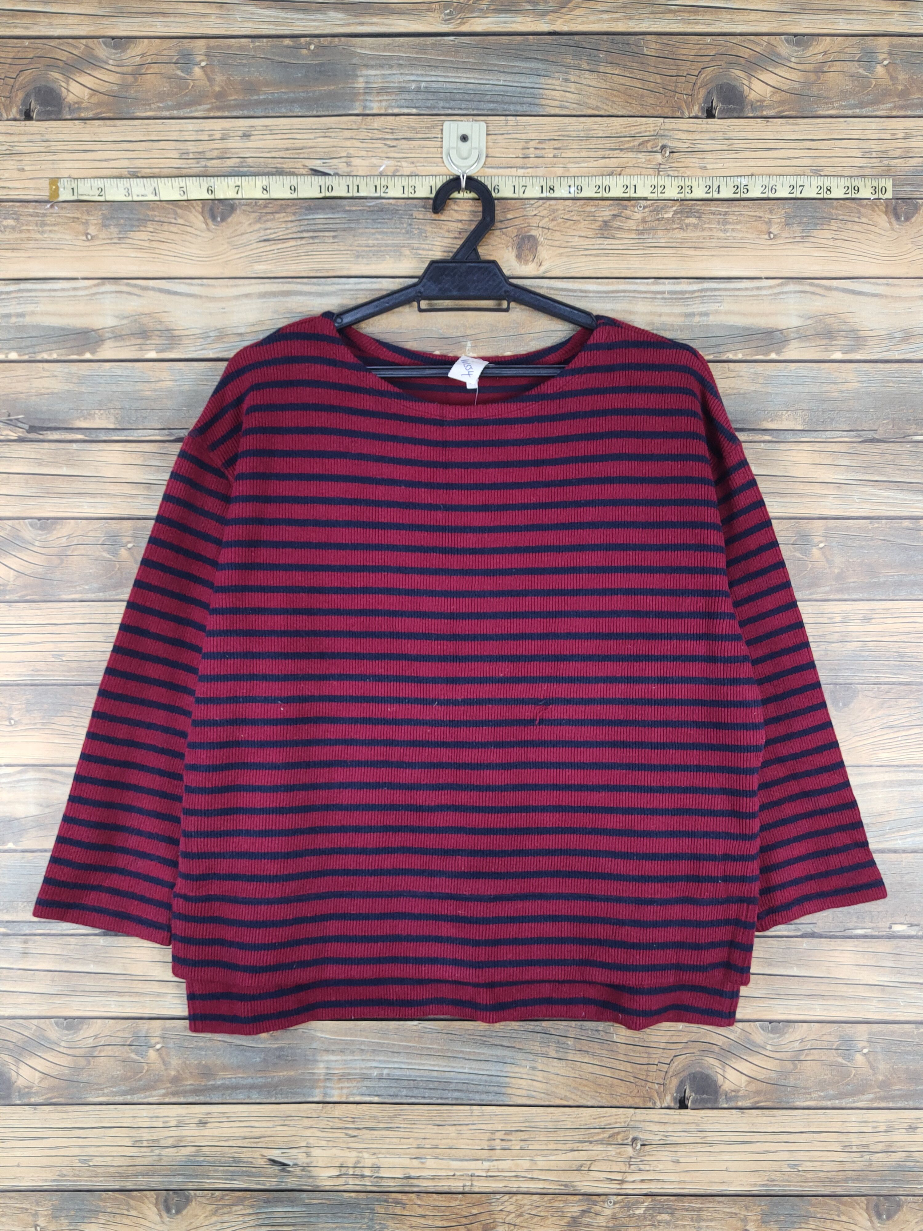 Global Work × Japanese Brand Global Work Navy Red stripe Knitwear Sweatshirts #W1554 Size L / US 10 / IT 46 - 1 Thumbnail