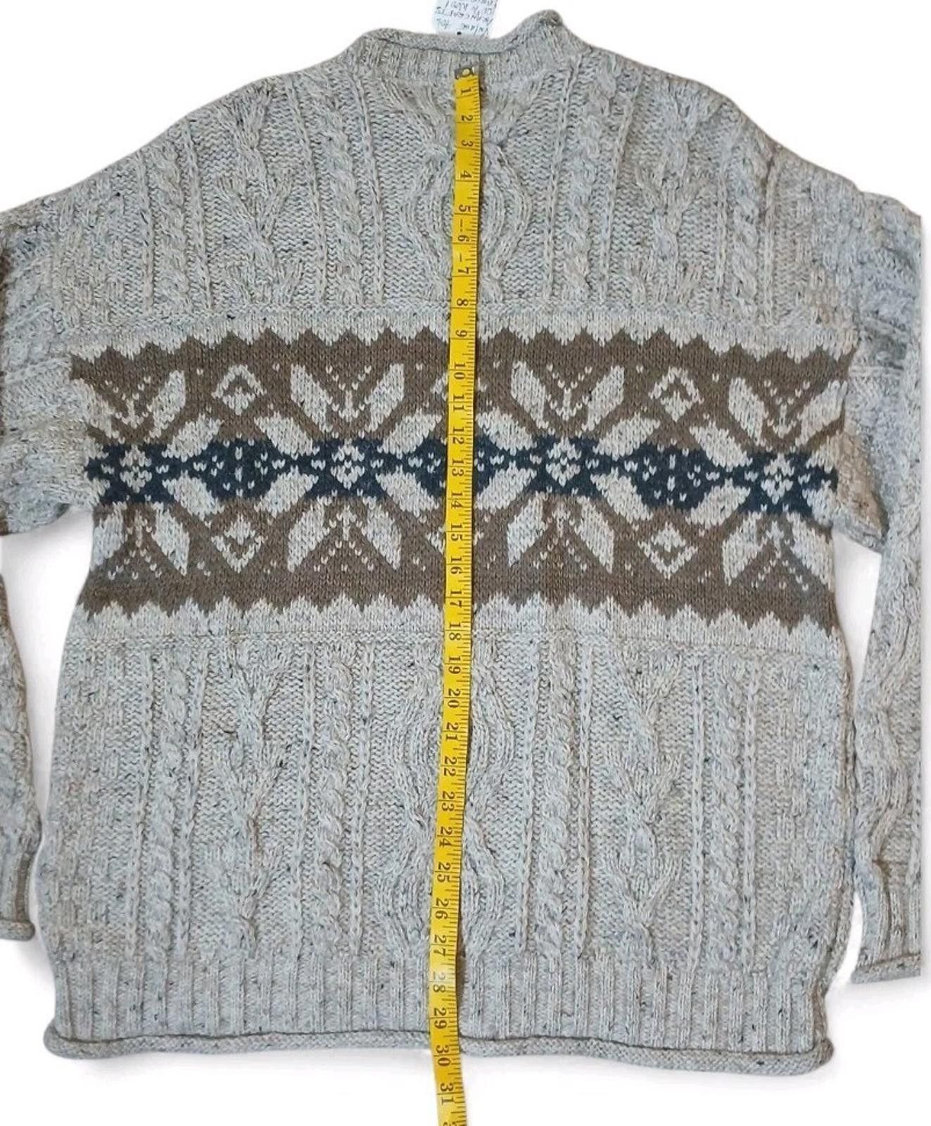 Aran Crafts Arancrafts Fair Isle Mens Large 100% Wool Sweater 70's Size US L / EU 52-54 / 3 - 5 Thumbnail