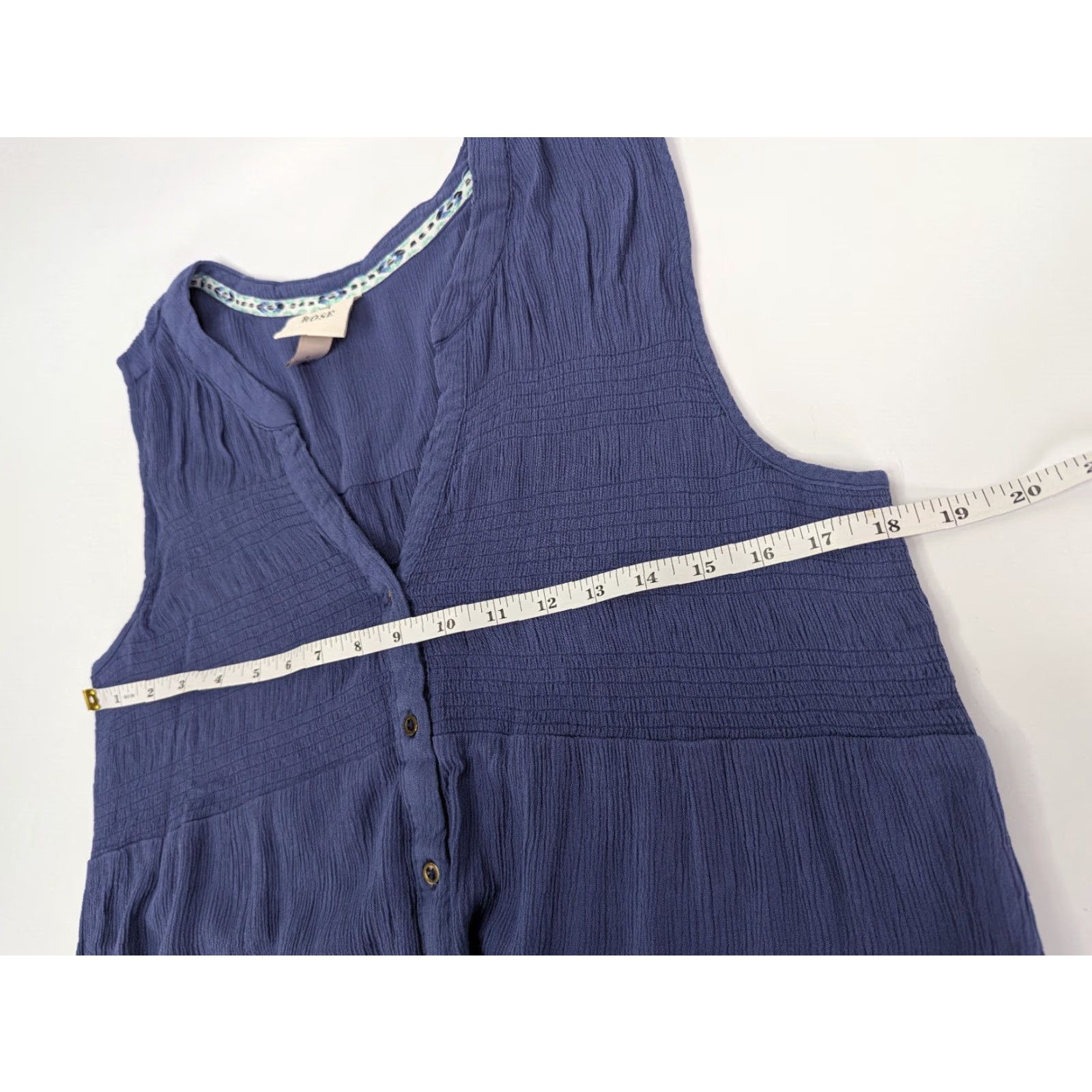 Vintage Knox Rose Sleeveless Midi Button Dress Women’s L Smocked Cottagecore Prairie Blue V-Neck Sundress Women Size L / US 10 / IT 46 - 4 Thumbnail