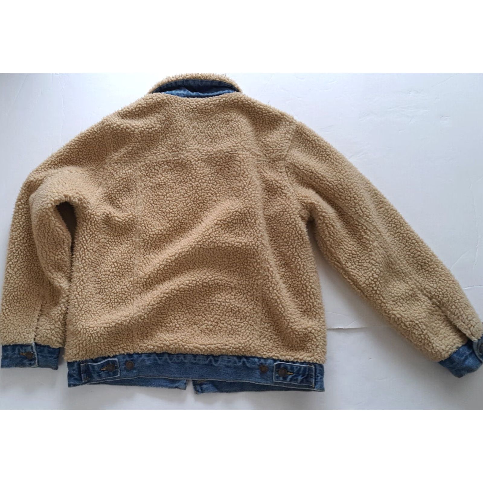Forever 21 FOREVER 21 Woman Reversible Bomber Jacket Blue Canvas 90s Faux Fur Full Button Medium Size 32" / US 10 / IT 46 - 4 Thumbnail