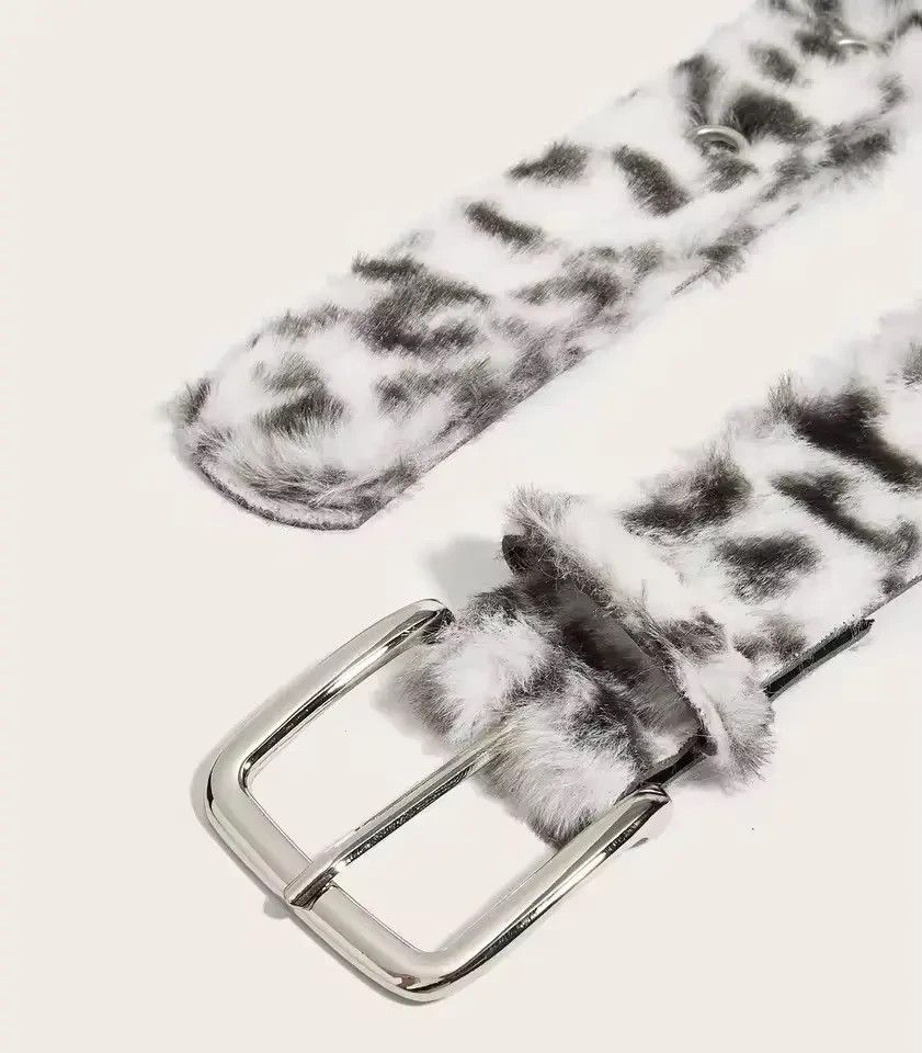 Japanese Brand Y2K Grunge Fluffy Fur Leopard Print Grommet Belt Size ONE SIZE - 2 Thumbnail