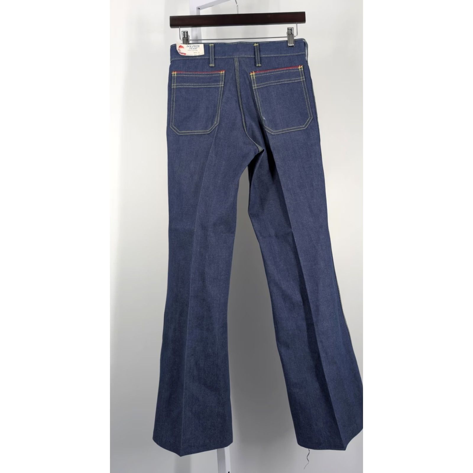 Bell VINTAGE Dolphin Jeans Denim Jeans 70s Bell Bottom Hippy NWT 28 31 Flare Rockabilly Blues Size 28" / US 6 / IT 42 - 3 Thumbnail