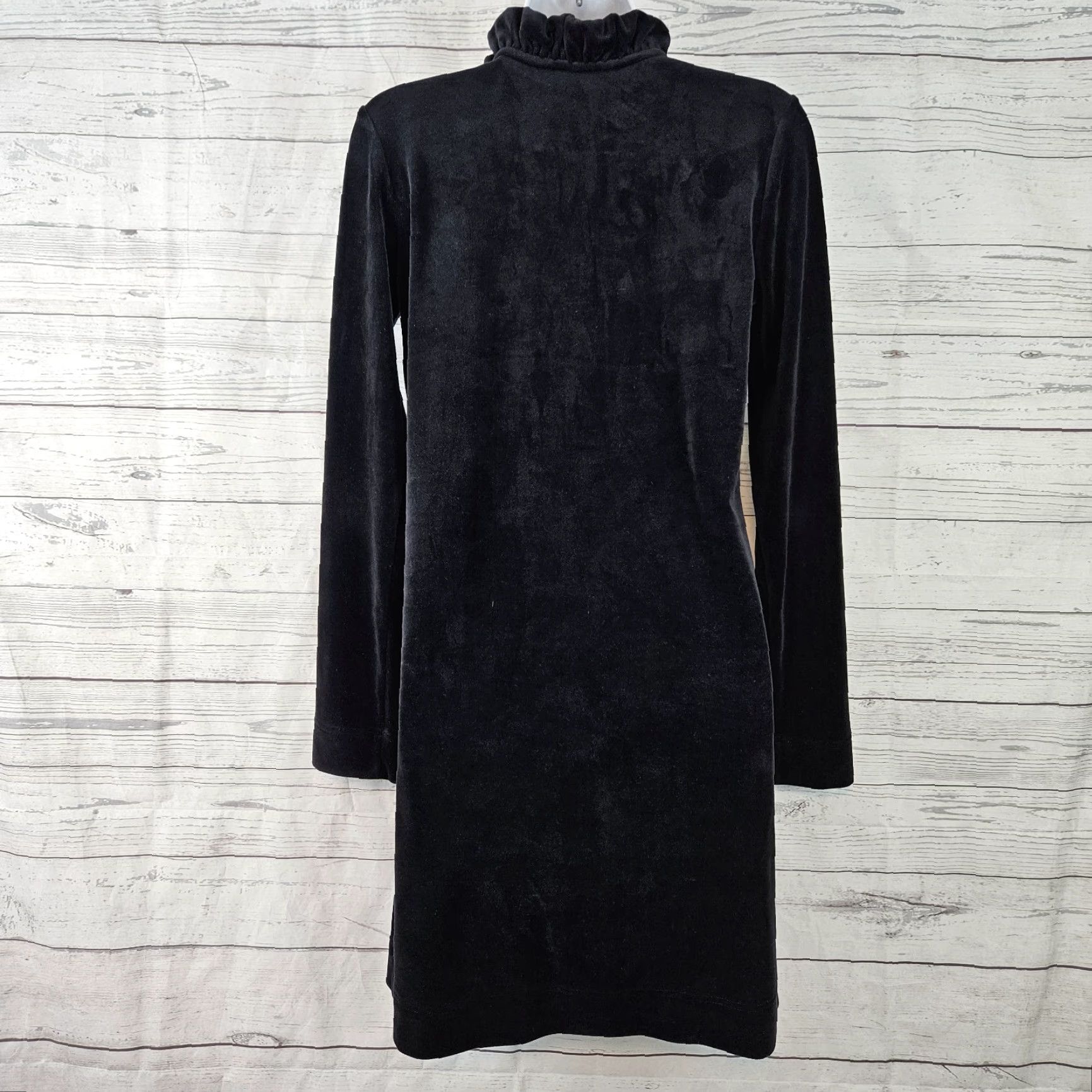 Lilly Pulitzer VINTAGE Lilly Pulitzer Womens Velour Popover Dress Sz Small Solid Black Long Sleeve Size S / US 4 / IT 40 - 3 Thumbnail