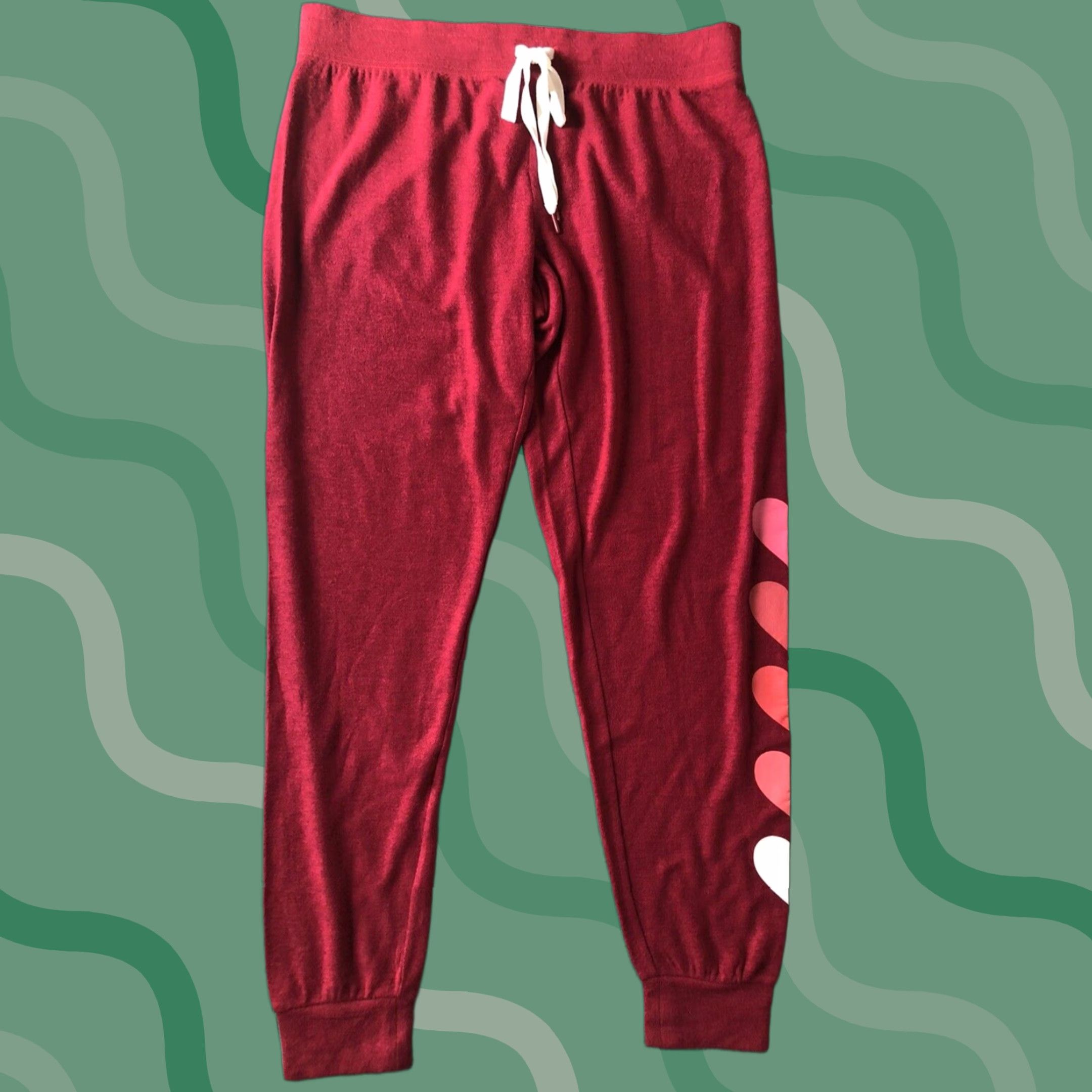 Vintage Pj Salvage Raspberry Red Jogger Pants M NWT New Hearts Rayon Polyester Elas Size 32" / US 10 / IT 46 - 1 Thumbnail