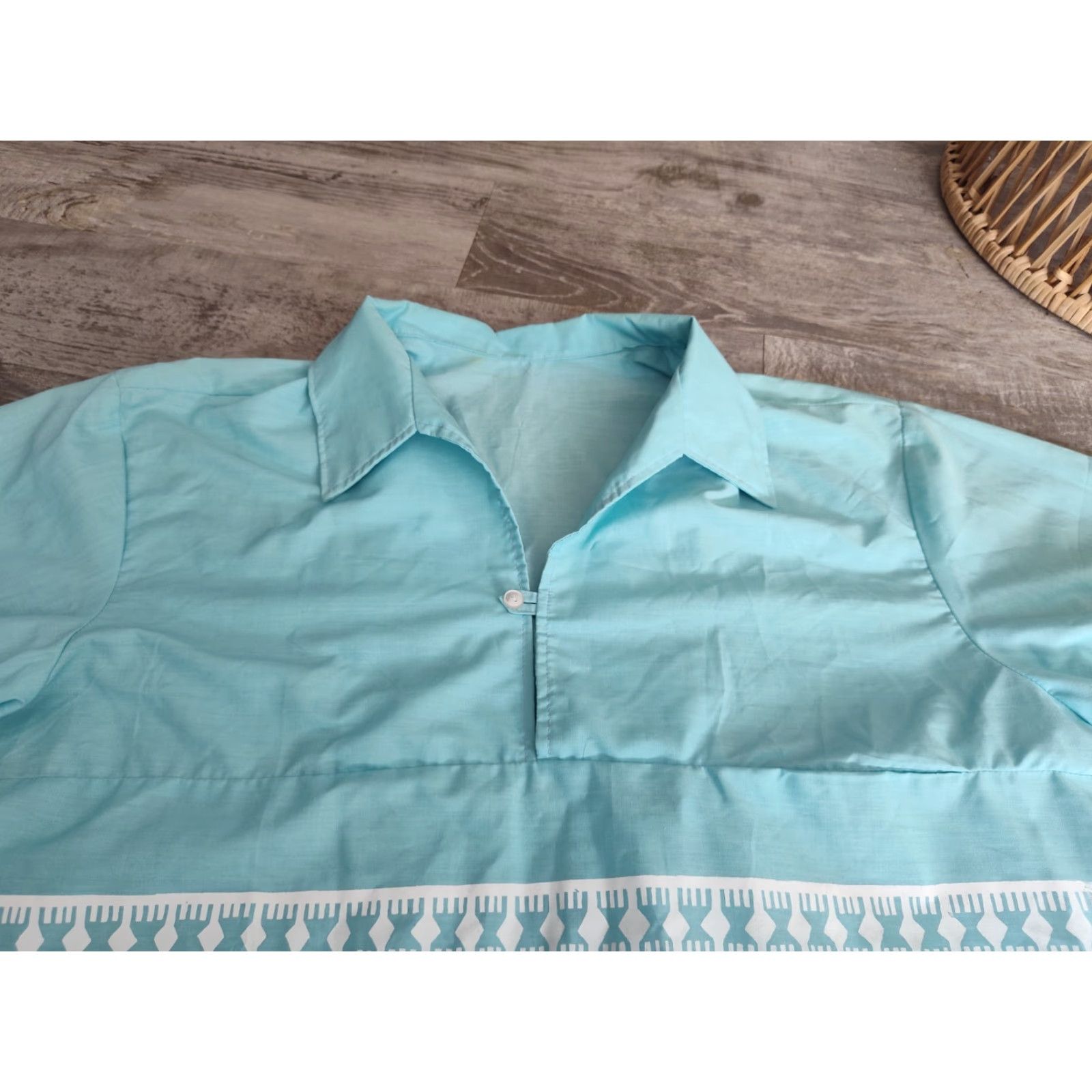Vintage Vintage 70s Button Up Short Sleeve Beach Camp Shirt XL Blue SailBoat Ocean Size US XL / EU 56 / 4 - 4 Thumbnail