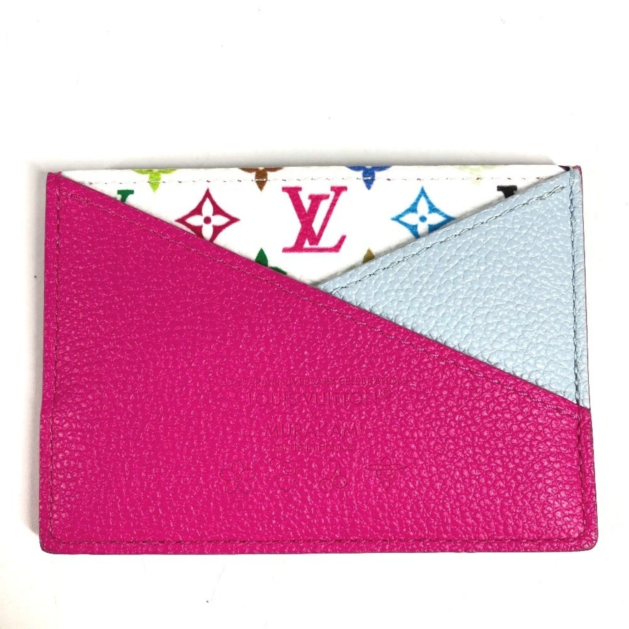 Louis Vuitton LOUIS VUITTON M14091 Monogram Multicolor LV x TM Takashi Murakami Porte Carte Crisscross Pass Case Business Card Holder Holder/Card Canvas Men's Women's Cute Pin White Like New Size ONE SIZE - 1 Thumbnail