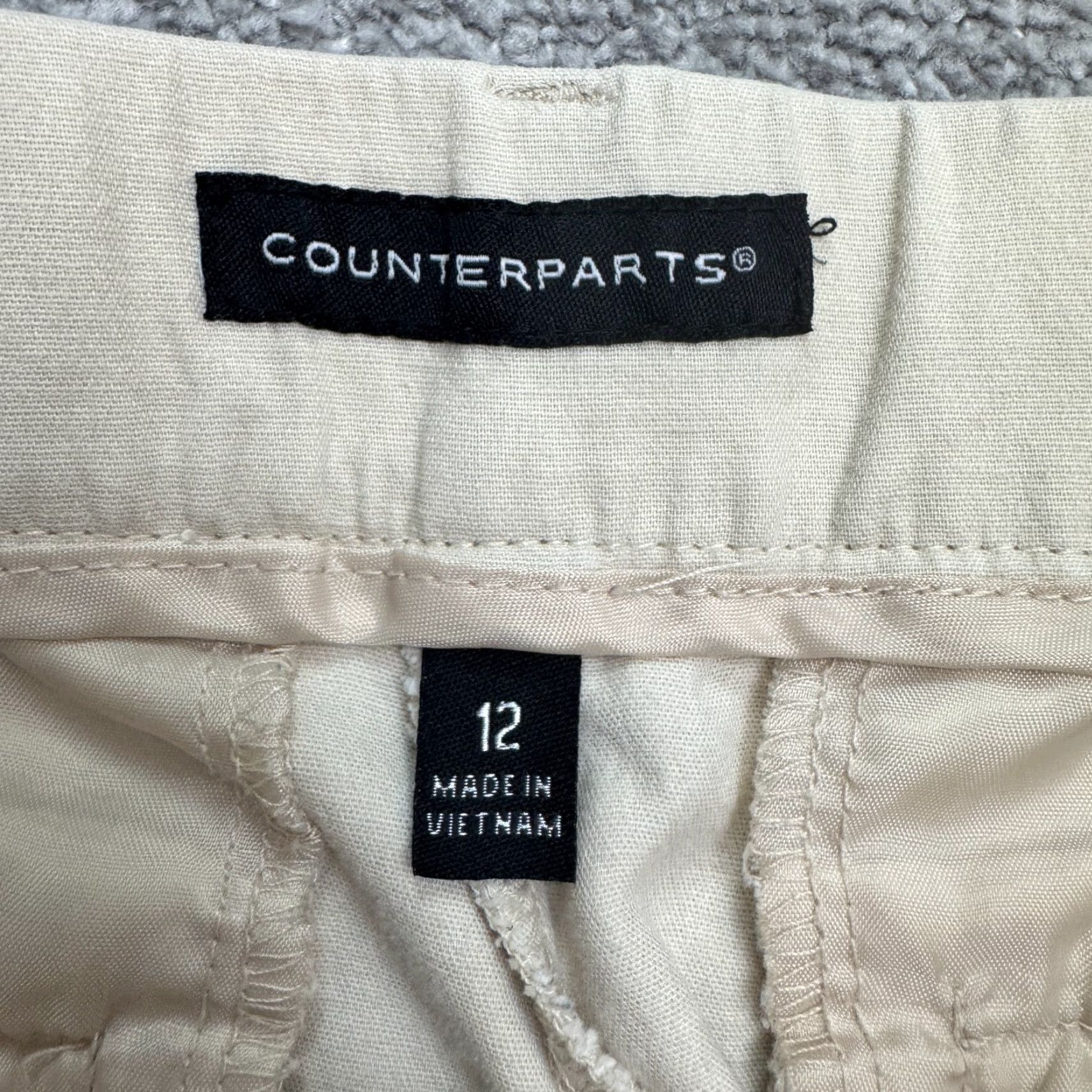 Vintage Counterparts Beige Capri Pants Womens 12 Straight Leg High Rise Cotton Size 34" / US 12 / IT 48 - 5 Thumbnail