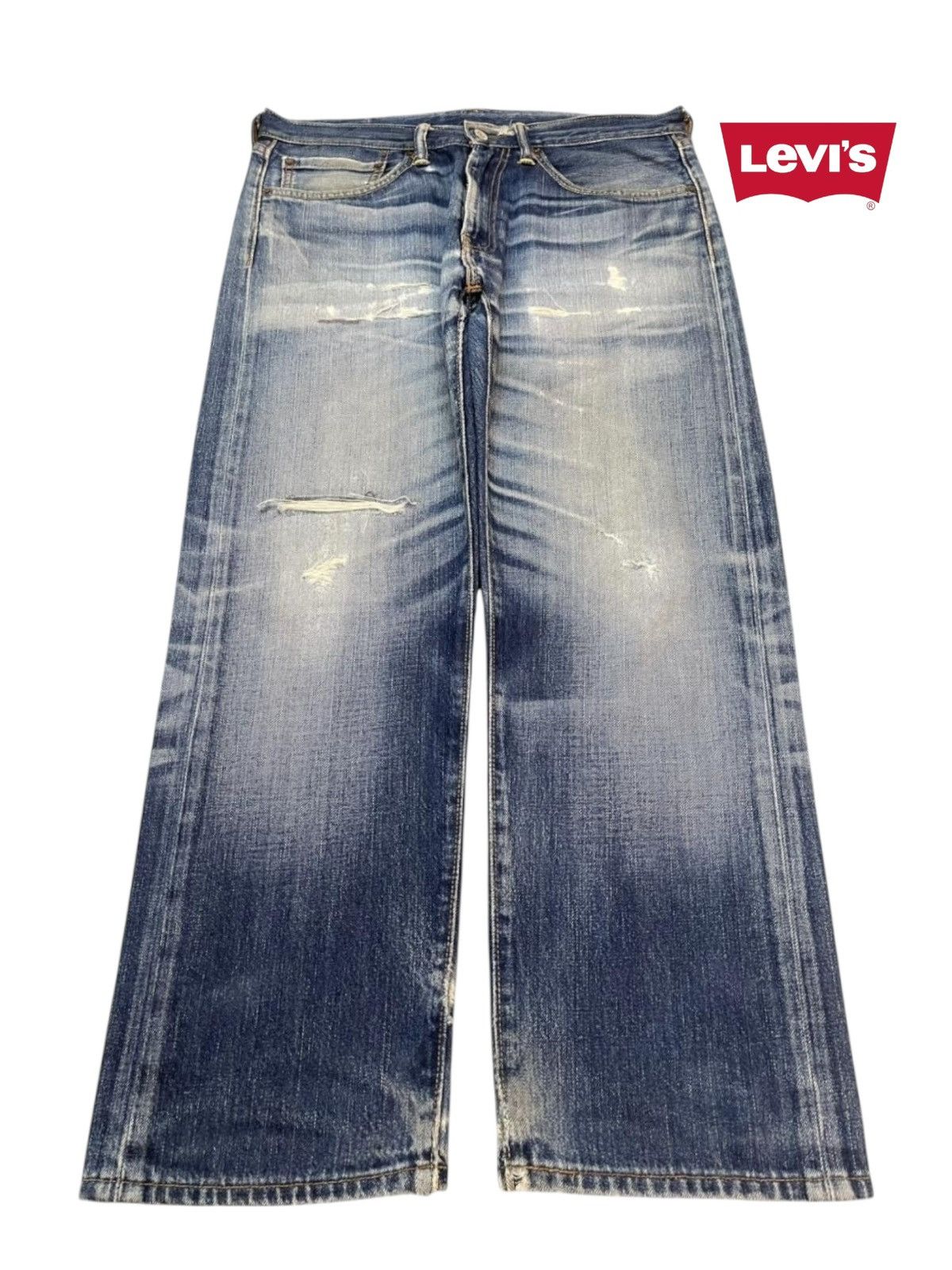 Levi's Vintage Levis 505 Blue Faded Wash Distressed Wide Leg Baggy Size US 34 / EU 50 - 1 Thumbnail
