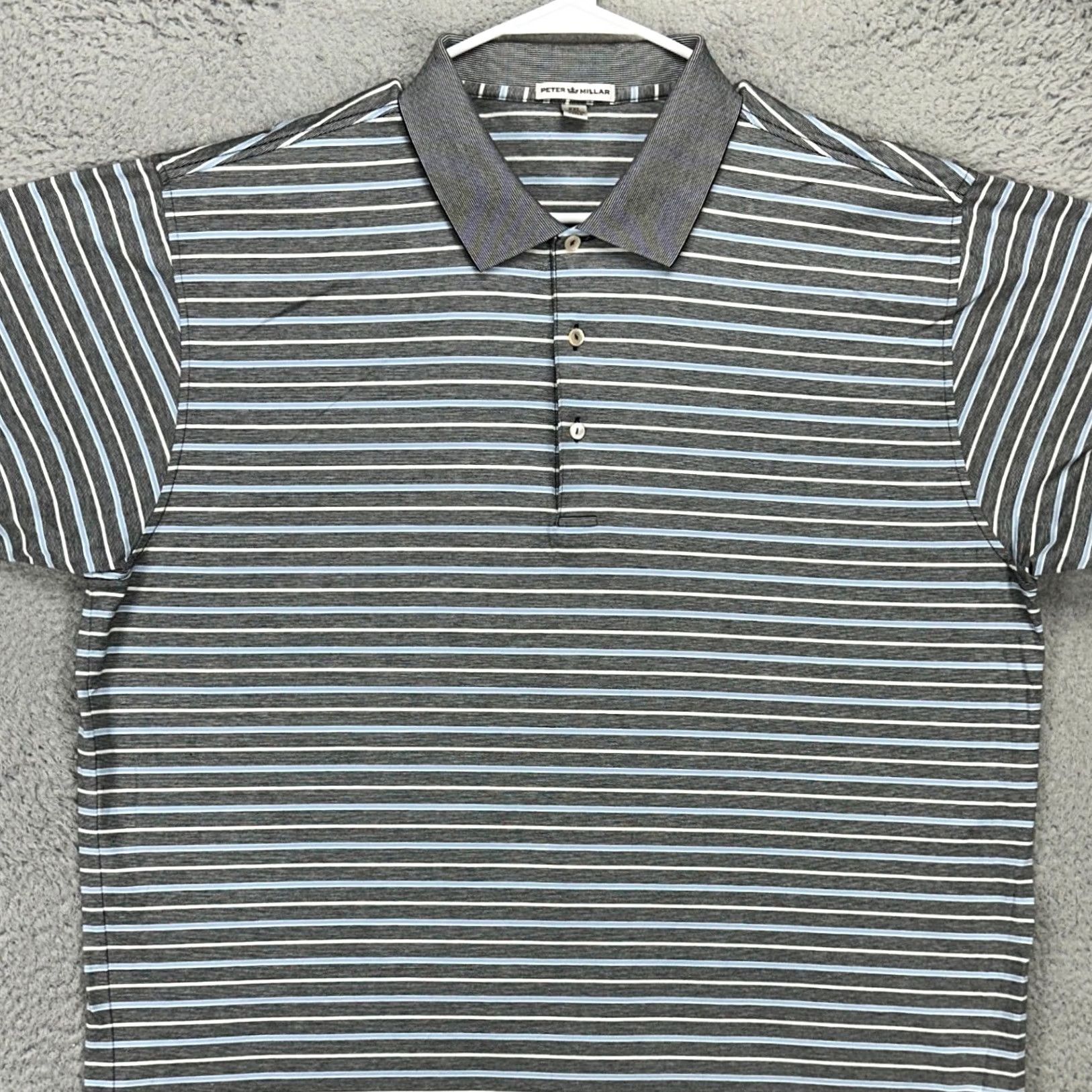 Peter Millar Peter Millar Polo Shirt 2XL Black Striped Short Sleeve Mens Rugby Casual Breathable 100% Cotton Hairlines Stripes Size US XXL / EU 58 / 5 - 2 Thumbnail