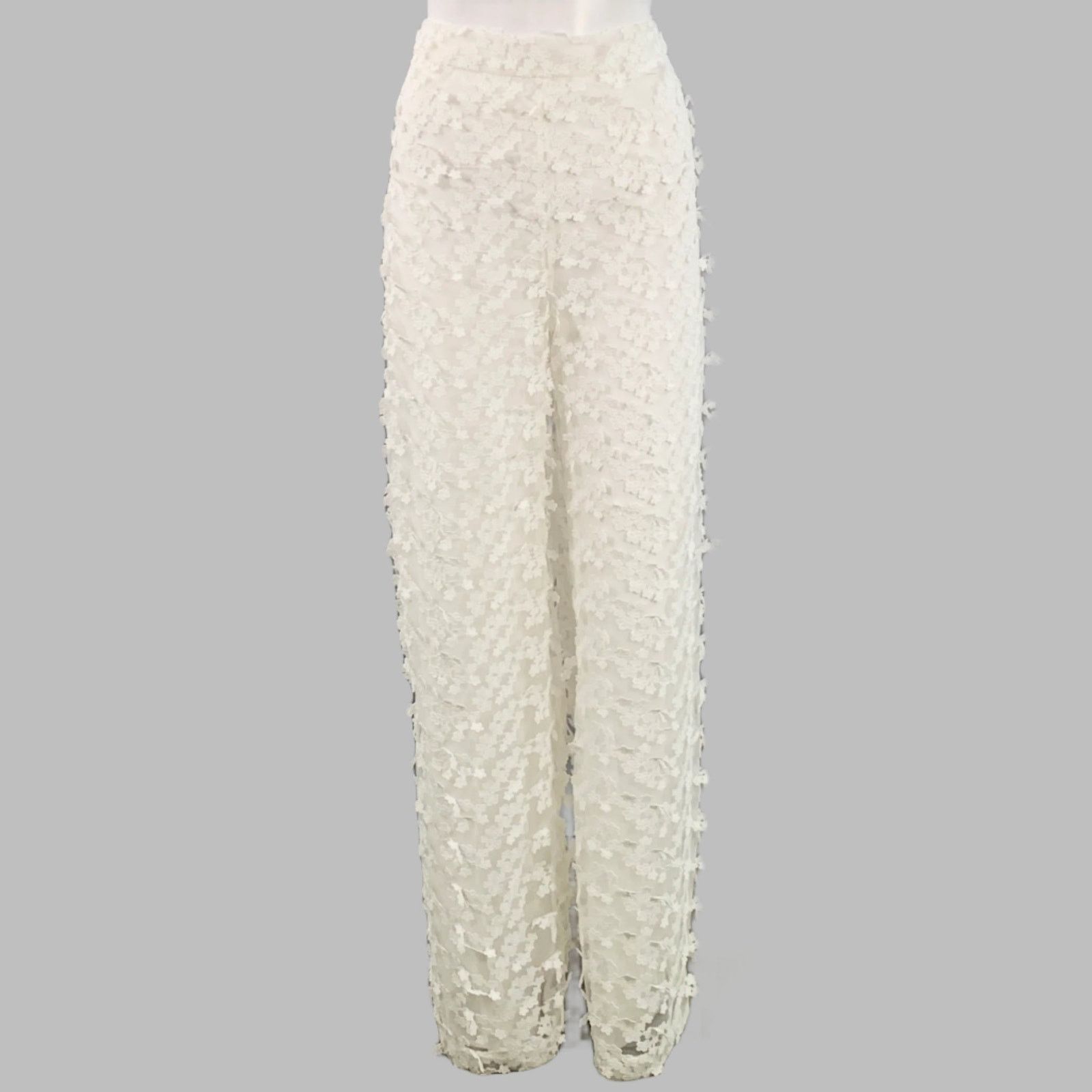 Cynthia Rowley CYNTHIA ROWLEY M White Polyester Lace Peak Lapel Pantsuit Size M / US 6-8 / IT 42-44 - 5 Thumbnail