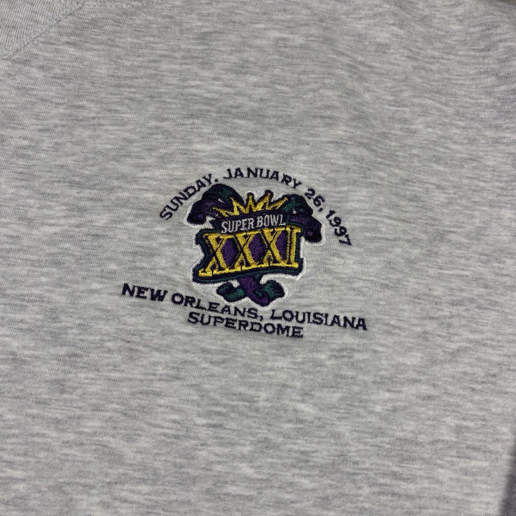 NFL VINTAGE Superbowl 97 Sweatshirt Embroidered NFL Gray Pullover Mens XL 90s Size US XL / EU 56 / 4 - 6 Thumbnail