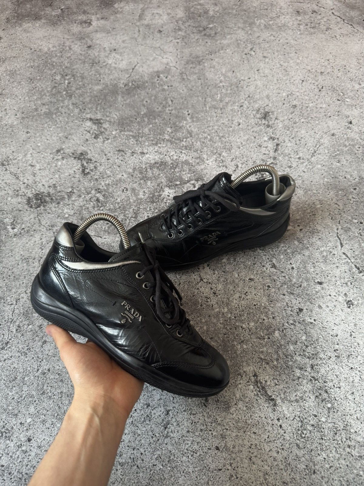 Prada Prada Sneakers Italy Black Leather American Shoes Luxury Size US 6 / IT 36 - 1 Thumbnail