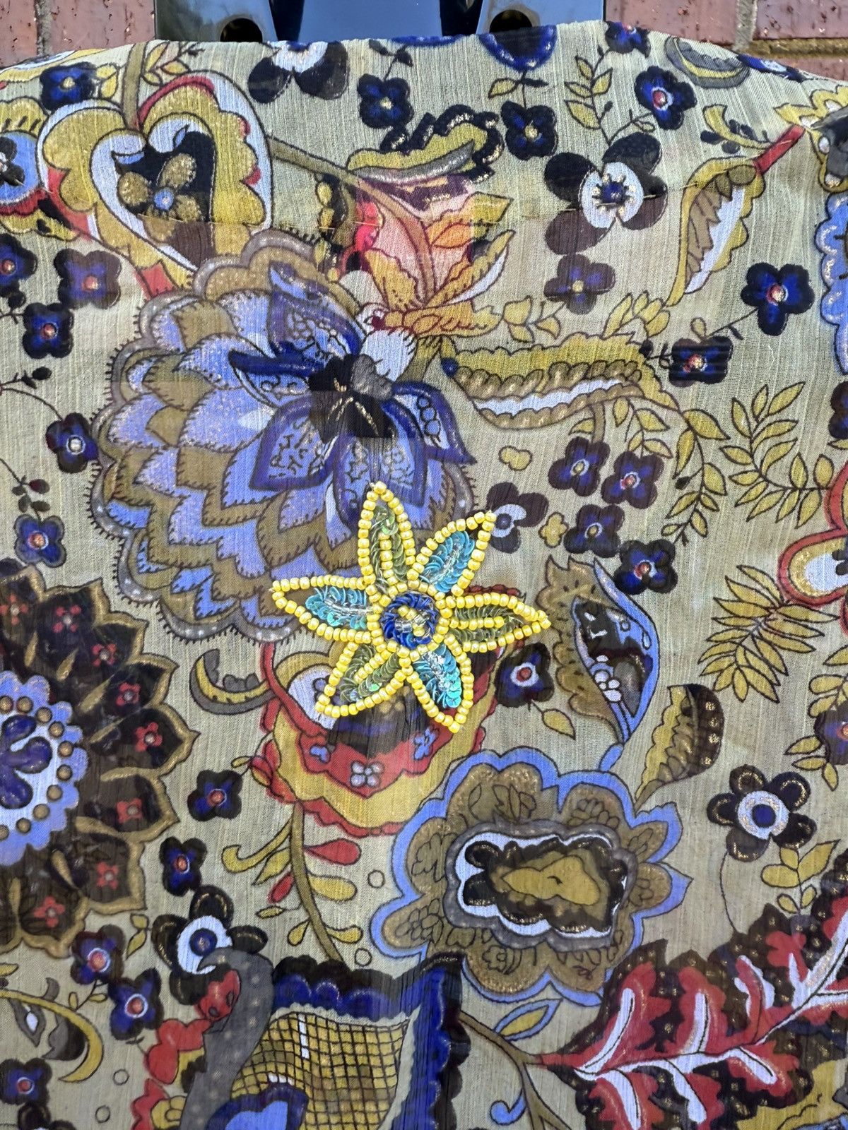Other Raj Silk Boho Floral Flower Tunic Top Embellished Beaded Size M / US 6-8 / IT 42-44 - 9 Thumbnail