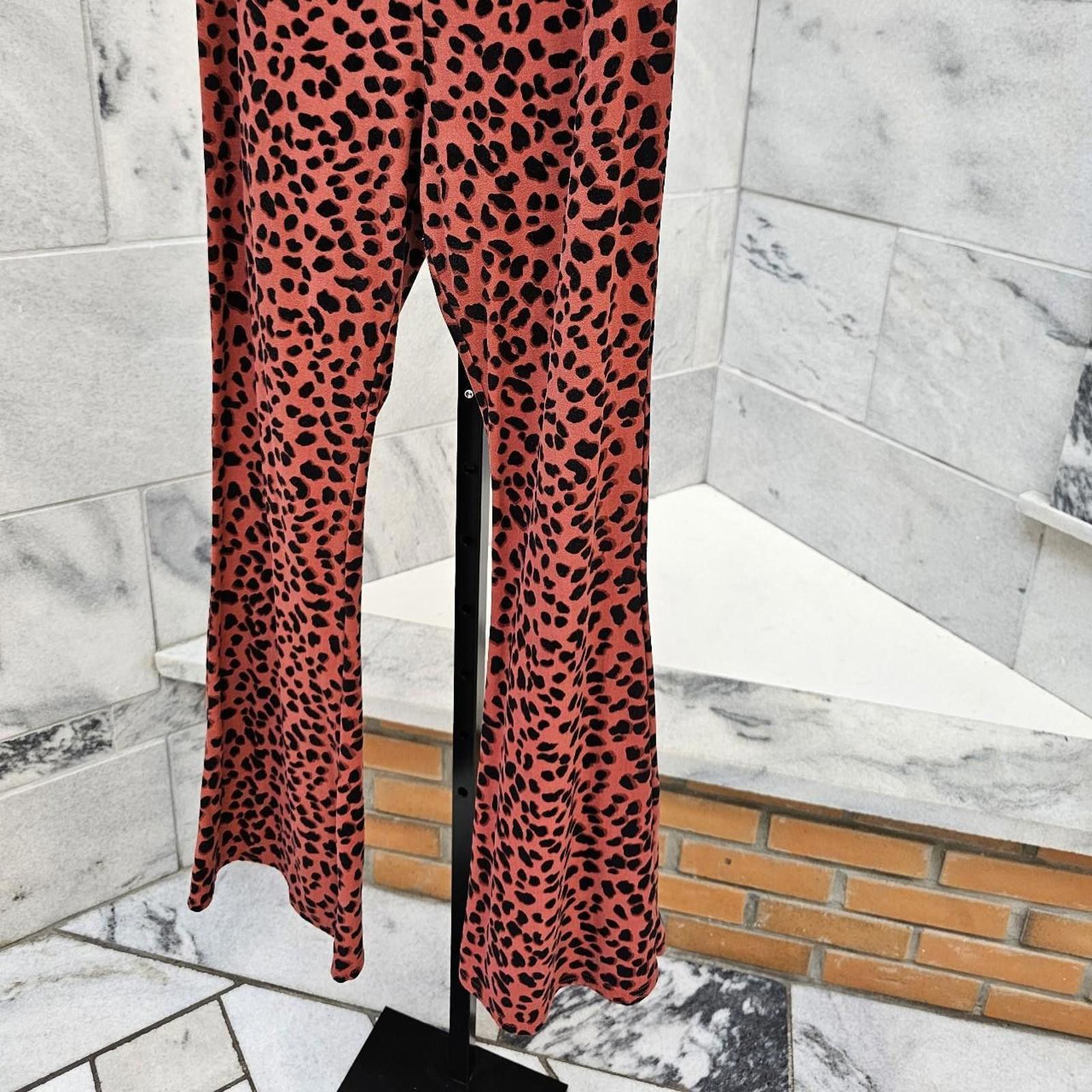 Other Women's Black and Red Animal Print Flare Pants Size ONE SIZE - 5 Thumbnail