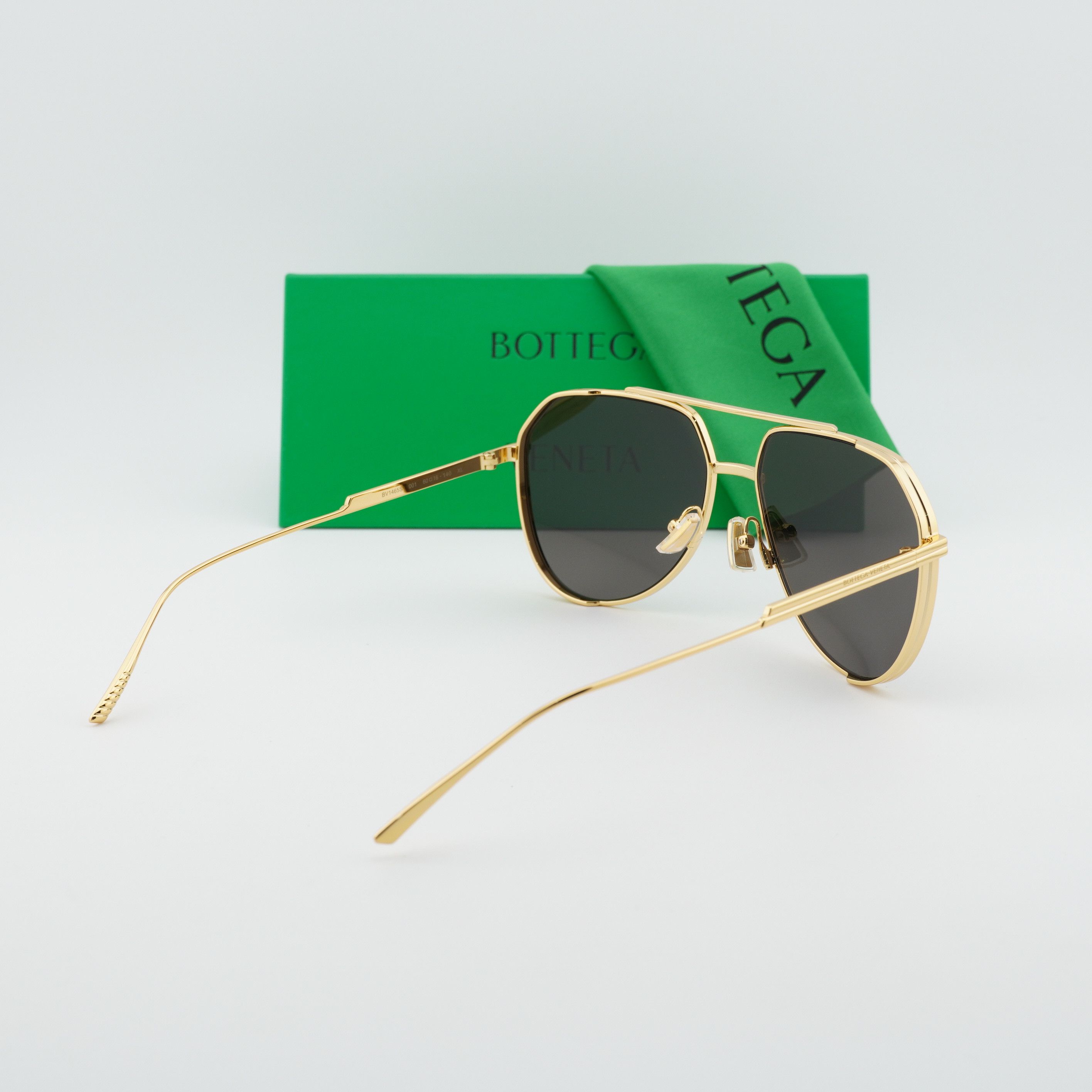 Bottega Veneta Bottega Veneta BV1465S 001 Unisex Sunglasses Gold Aviator Size ONE SIZE - 10 Thumbnail
