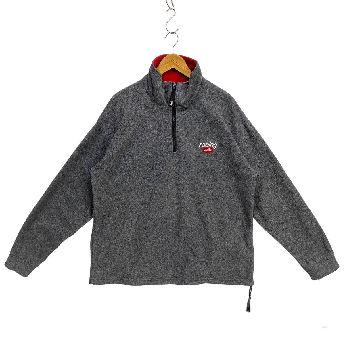 Vintage Vintage 90s Aprilia Fleece Quarter Zip Pullover Sweatshirt Size US L / EU 52-54 / 3 - 1 Thumbnail