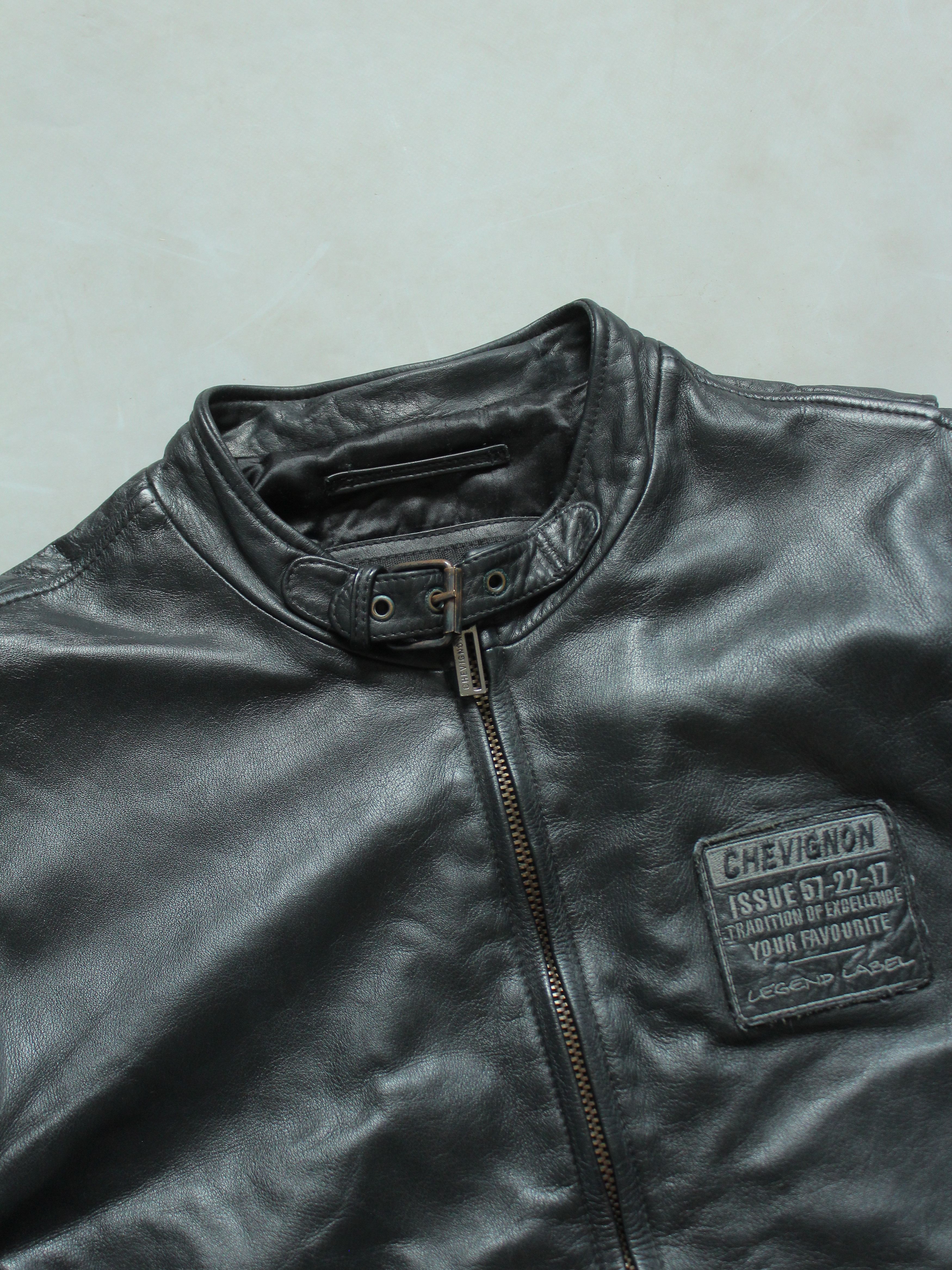 Chevignon Chevignon Vintage Racer Leather Jacket Black M Size US M / EU 48-50 / 2 - 9 Thumbnail