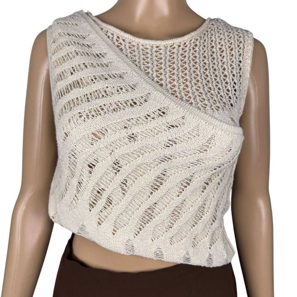 Zara NWT New Zara Ivory Knit Sleeveless Cotton Top Size S Size S / US 4 / IT 40 - 3 Thumbnail