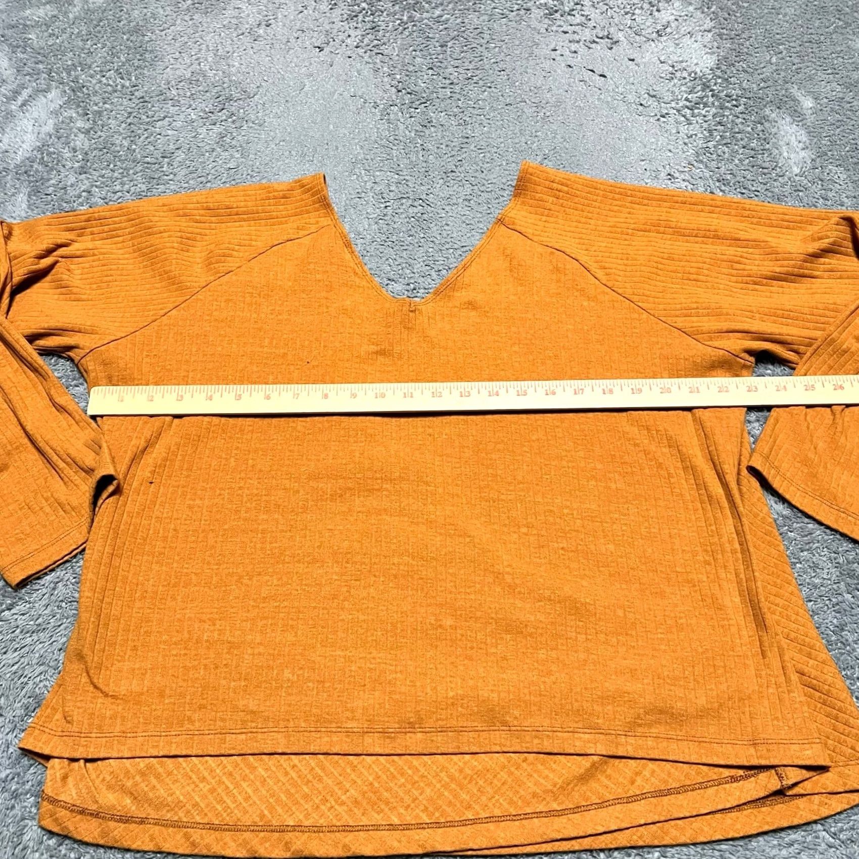 Vintage Maeve Anthropologie Shirt Women 3XL Orange Ribbed Long Sleeve V Neck Wrap Blouse Size XXL / US 16-18 / IT 52-54 - 4 Thumbnail