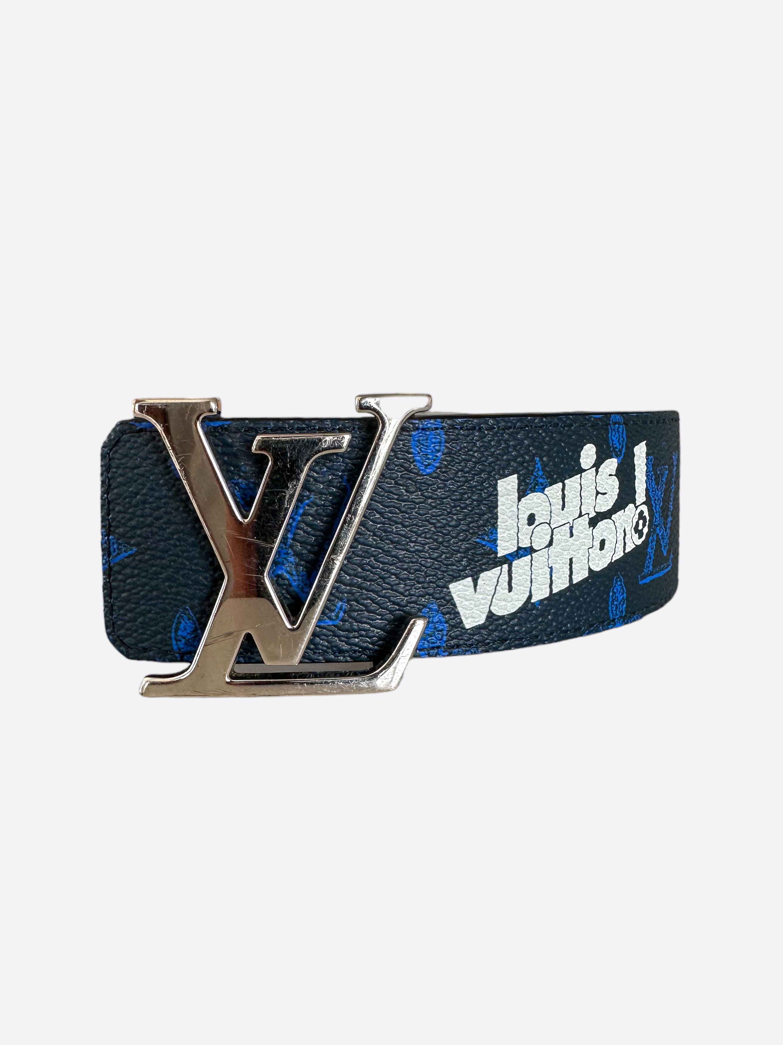 Pre-owned Louis Vuitton Blue Everyday Logo Monogram Belt