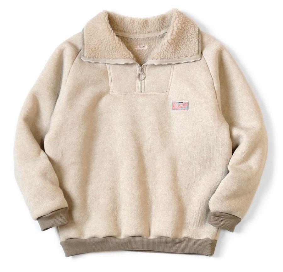 KAPITAL kountry boa fleece zip alpine pullover new ecru 5