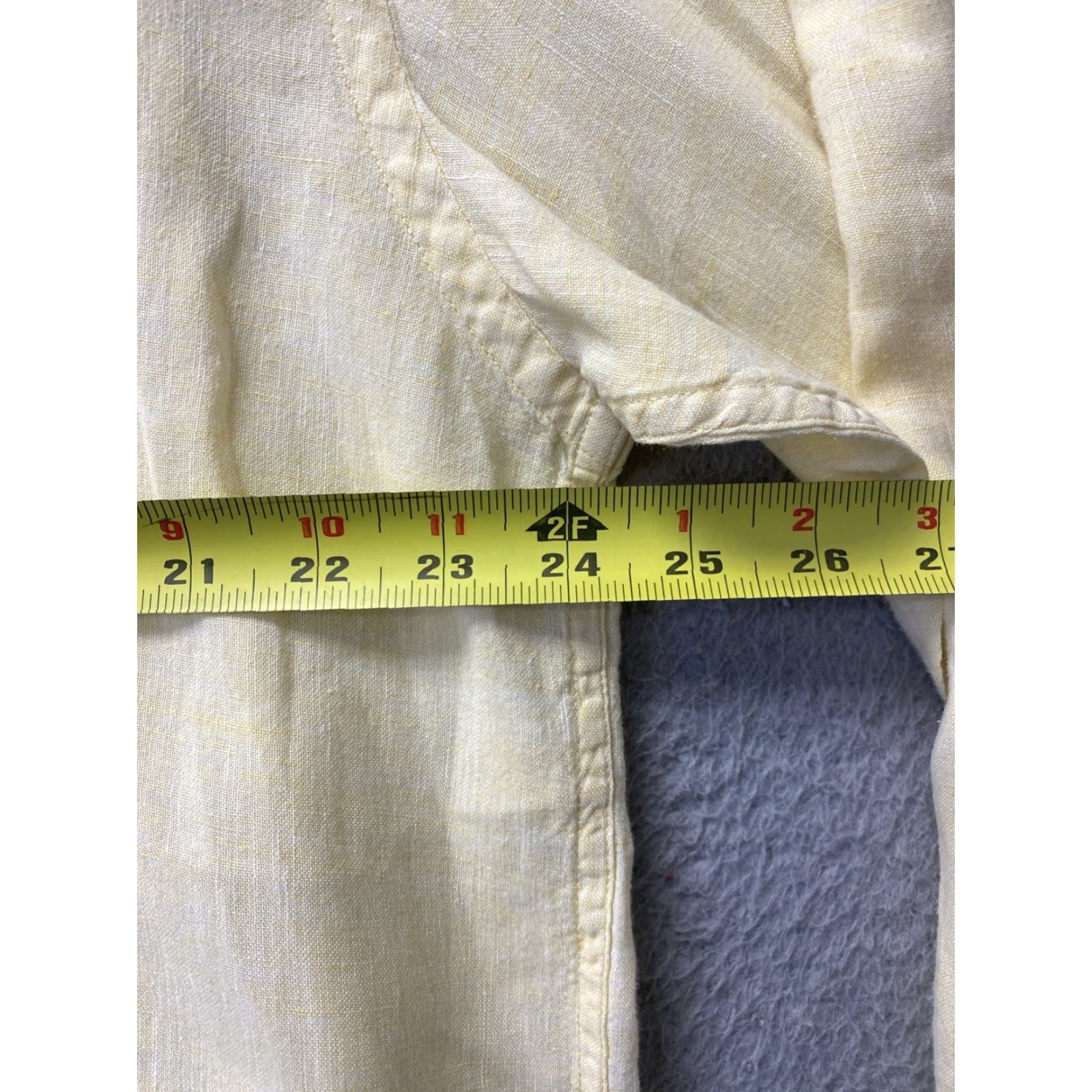 Orvis ORVIS Men's Linen Long Sleeve Button-Up Shirt XL Chambray Yellow Solid Outdoor Preppy Size US XL / EU 56 / 4 - 5 Thumbnail