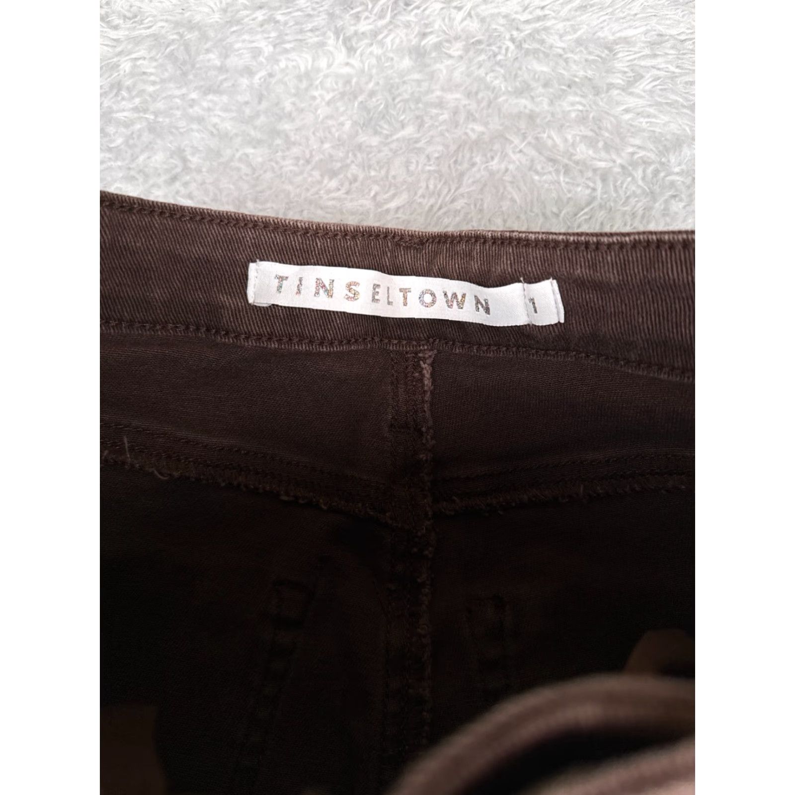 Vintage Tinseltown Jeans Junior 1 Brown Denim Flared Patch Work Raw Hem Cotton 23x29 Jeans Women 90s Vintage Mens Women Girls Size 25" / US 0 / IT 36 - 6 Thumbnail