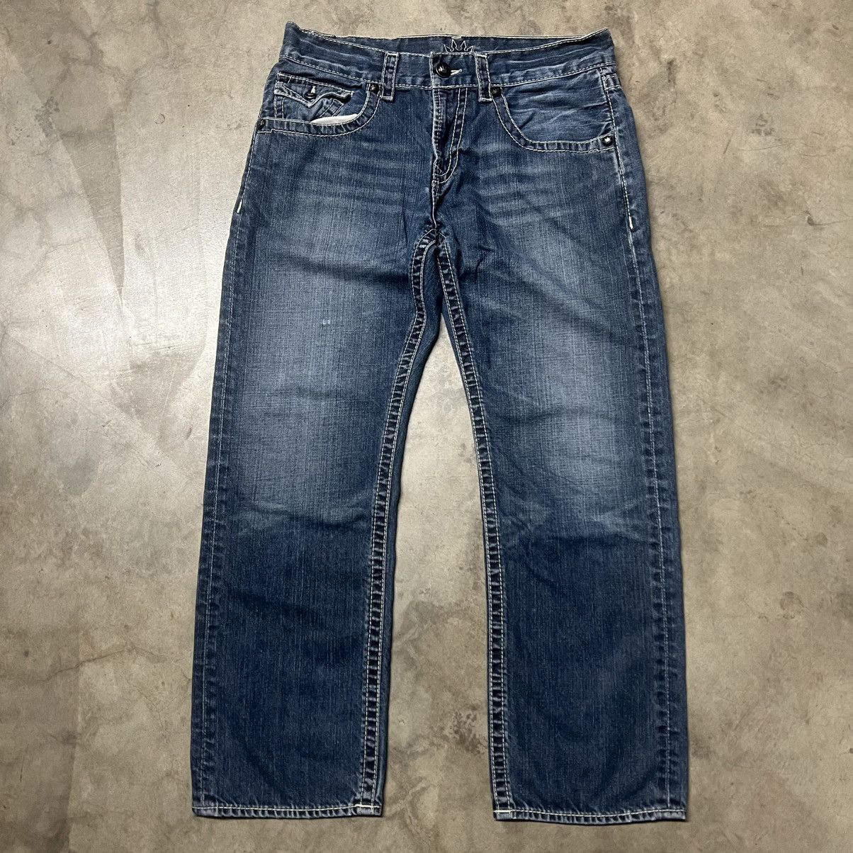 Affliction × Ed Hardy × JNCO Vintage Y2K JNCO Straight-Leg Embroidered Denim Jeans Size US 34 / EU 50 - 6 Thumbnail