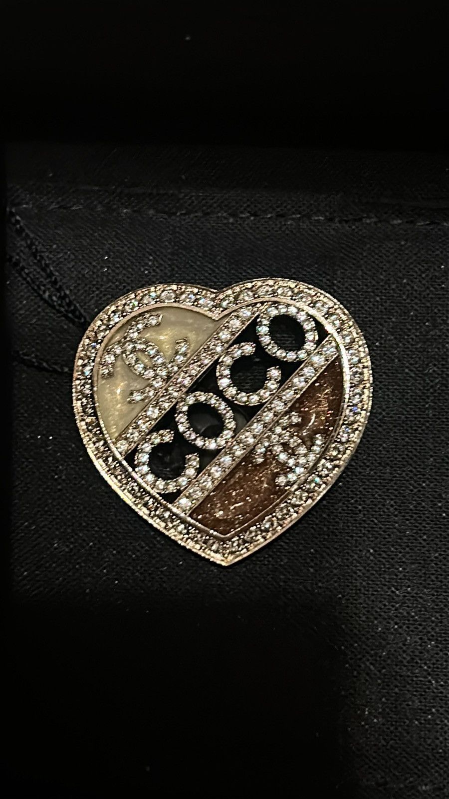 Chanel Chanel Crystal CC and Coco Mark Brooch Silver and Pink C23B Size ONE SIZE - 3 Thumbnail