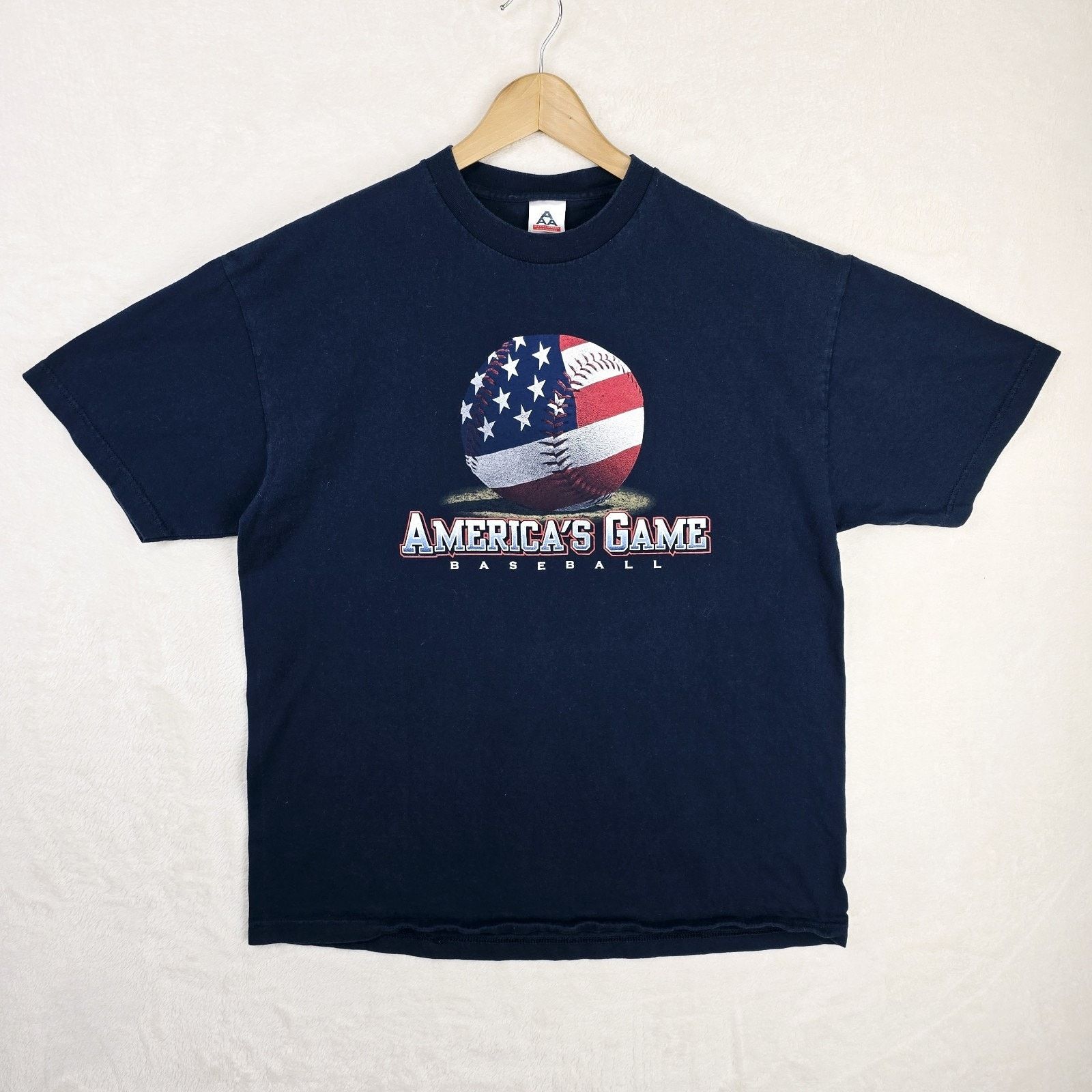 AAA America's Game Baseball Navy Blue American Flag Shirt XL Size US XL / EU 56 / 4 - 2 Thumbnail