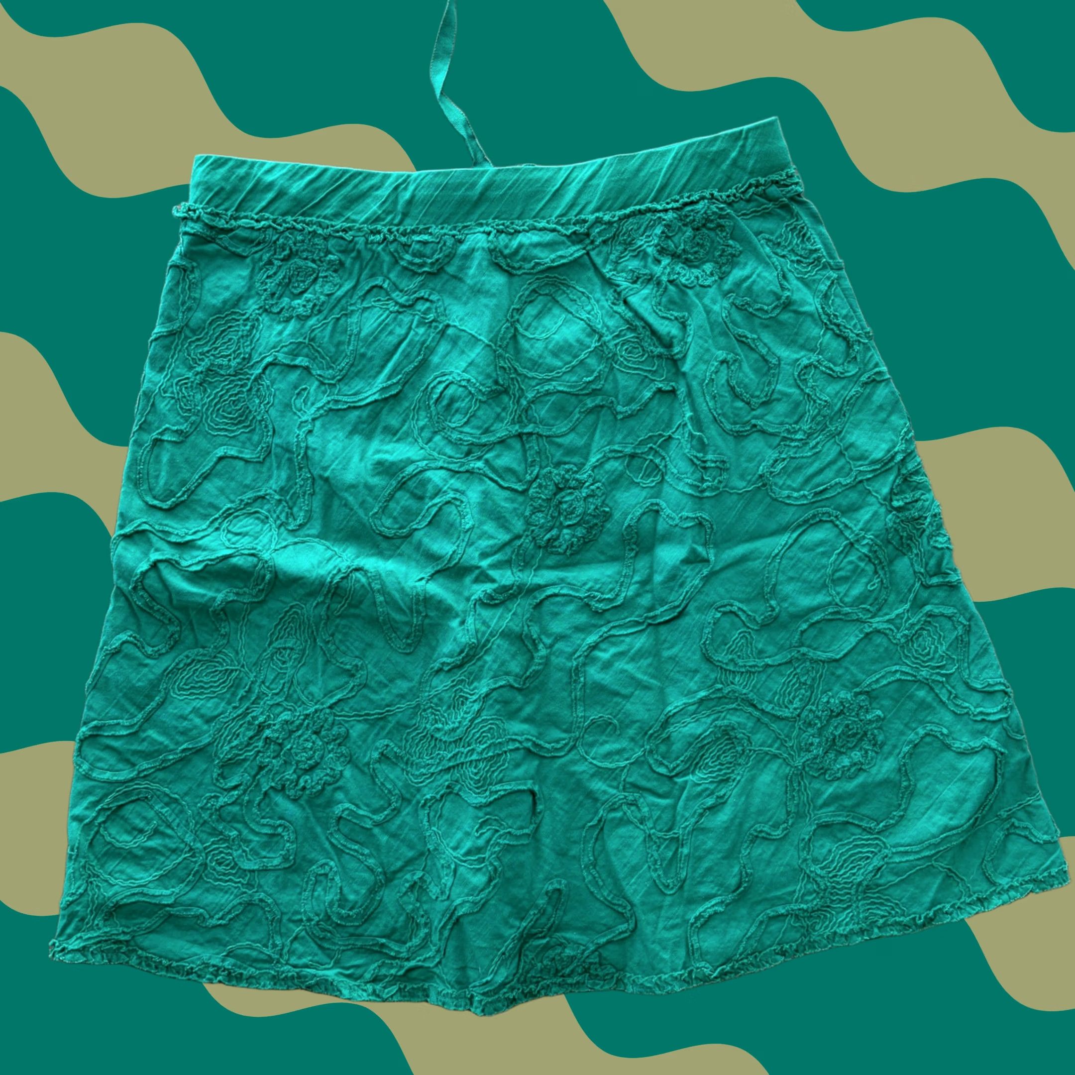 Vintage VINTAGE Y2K Green Max Studio Embellished Abstract Mini Sweat Skirt Small Skort Woman S XS Green Womens Size 28" / US 6 / IT 42 - 1 Thumbnail