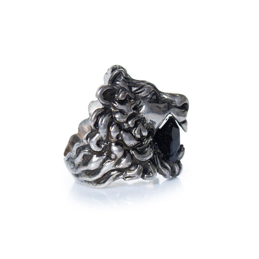 Gucci Gucci, Unisex lion ring head with black stone Size ONE SIZE - 3 Thumbnail