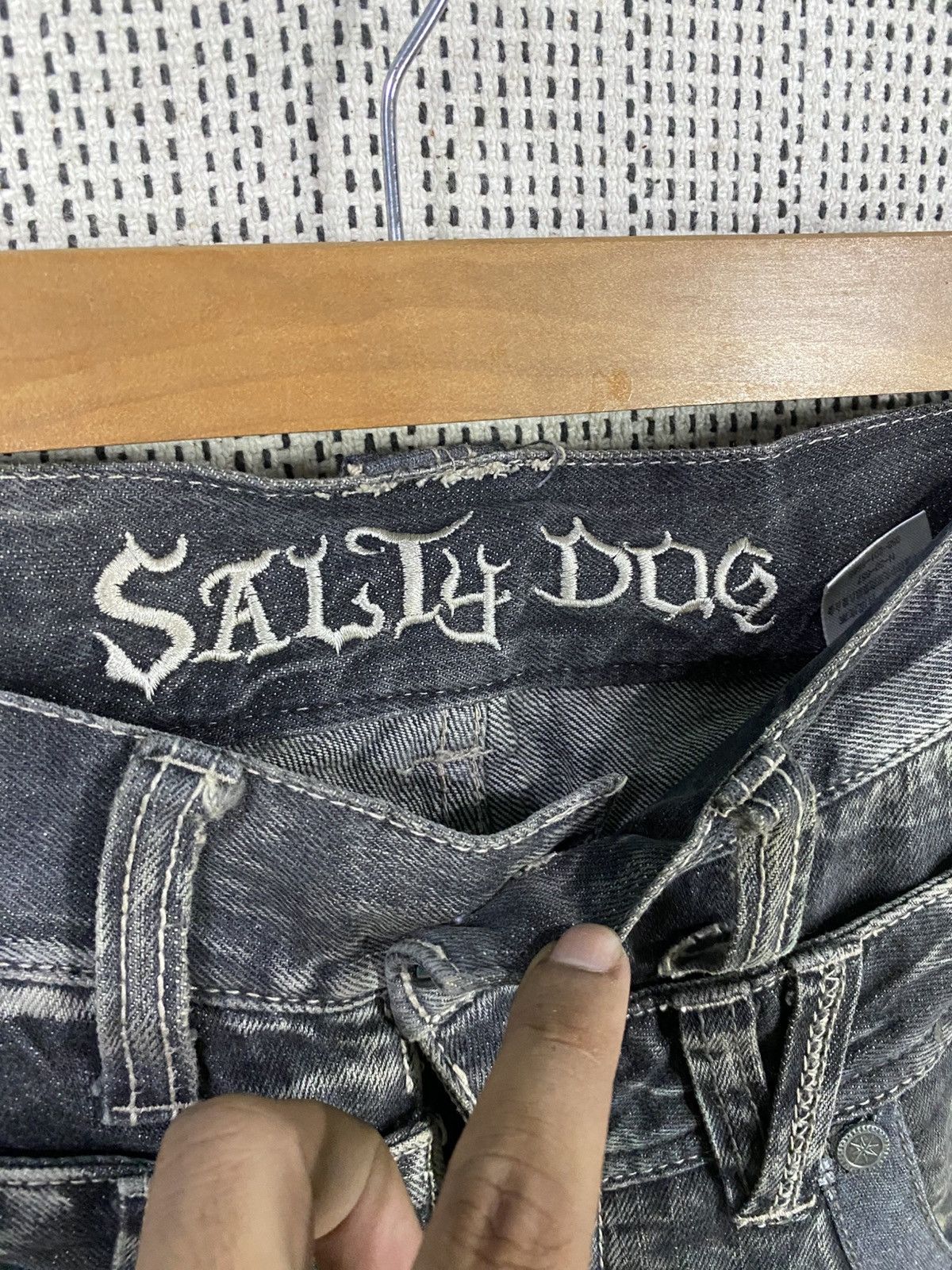 Japanese Brand Japanase brand salty dog double waist denim pants distressed Size US 33 - 9 Thumbnail