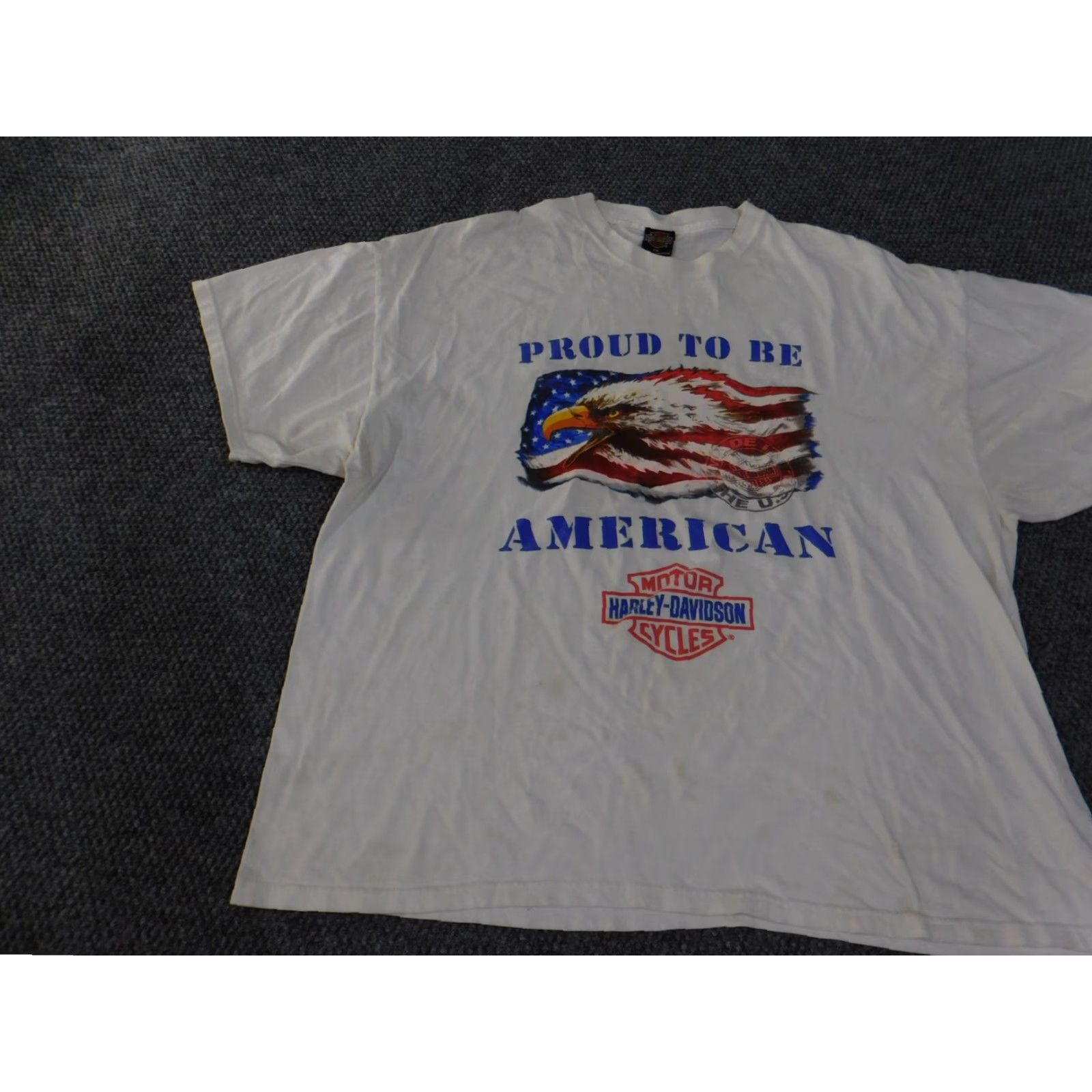 Harley Davidson VINTAGE Harley-Davidson Shirt Mens 2XL Proud To Be American Eagle USA 90s Tee Size US XXL / EU 58 / 5 - 2 Thumbnail