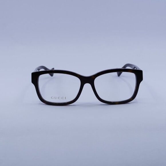 Gucci Gucci GG1259OA 002 Eyeglasses Dark Havana 55mm Rectangle Size ONE SIZE - 3 Thumbnail