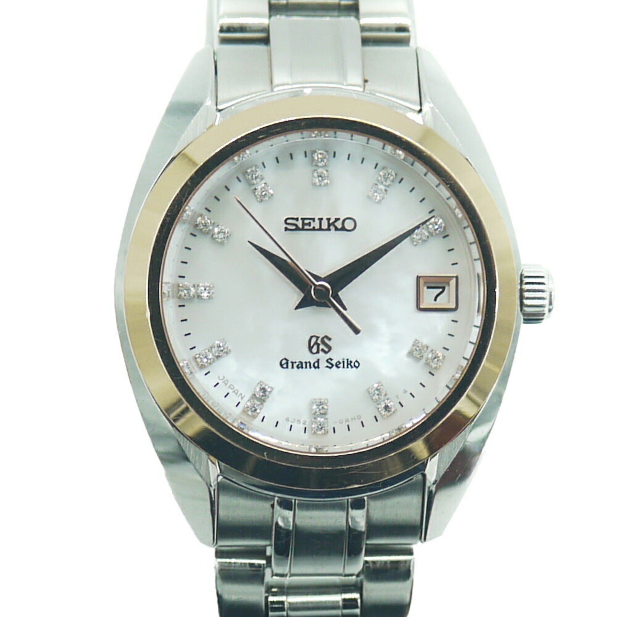 image of Grand Seiko Stgf086 Quartz 4J52 Ladies Watch Diamond Index Shell Dial Y01957 in White Shell, Women'