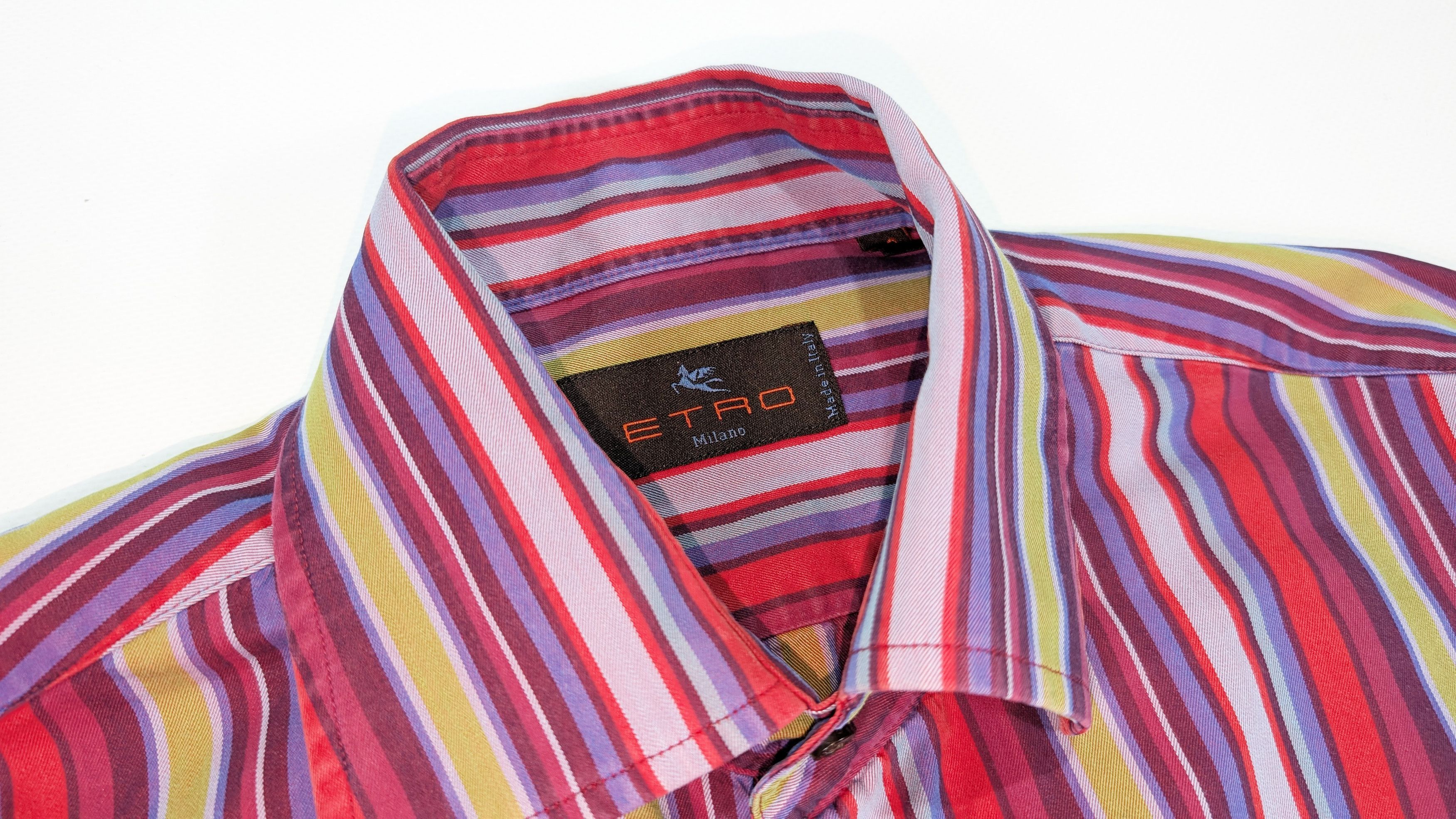 Etro ETRO Milano Multicolor Cotton Silk Striped Shirt Size 39 Size US M / EU 48-50 / 2 - 5 Thumbnail