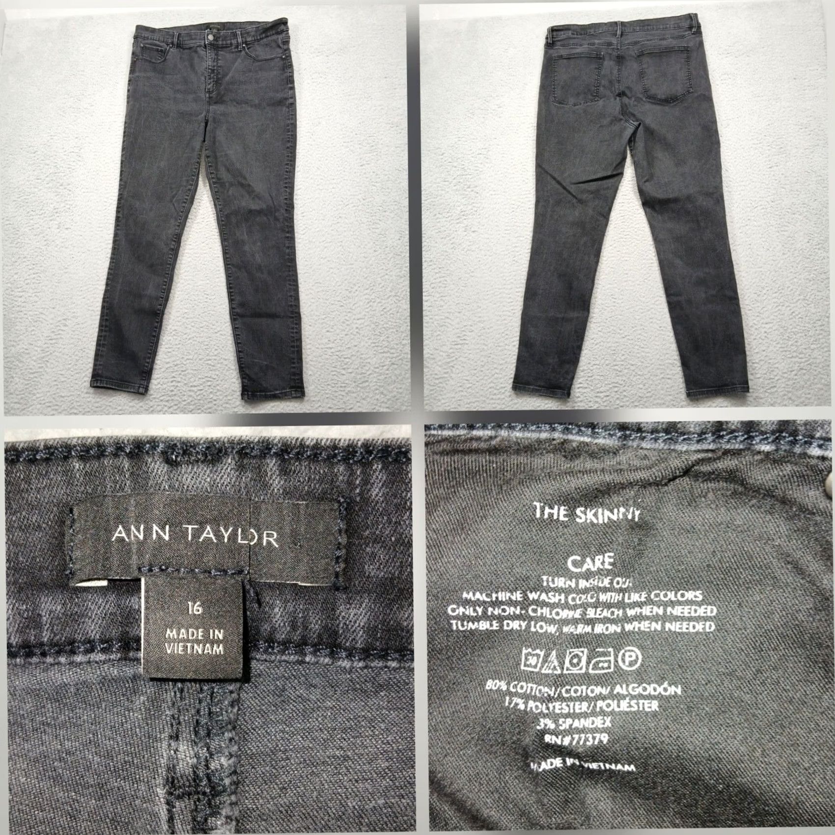 Ann Taylor Ann Taylor Skinny Jeans Women 16 Gray Stretch Denim Slim Fit Size 38" / US 16 / IT 52 - 2 Thumbnail