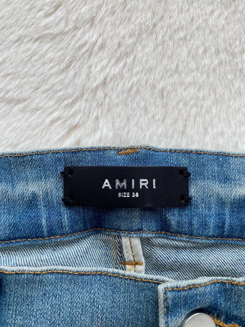 Amiri Amiri Washed Blue Medal Leather and Patchwork Denim Jean Size US 38 / EU 54 - 2 Thumbnail