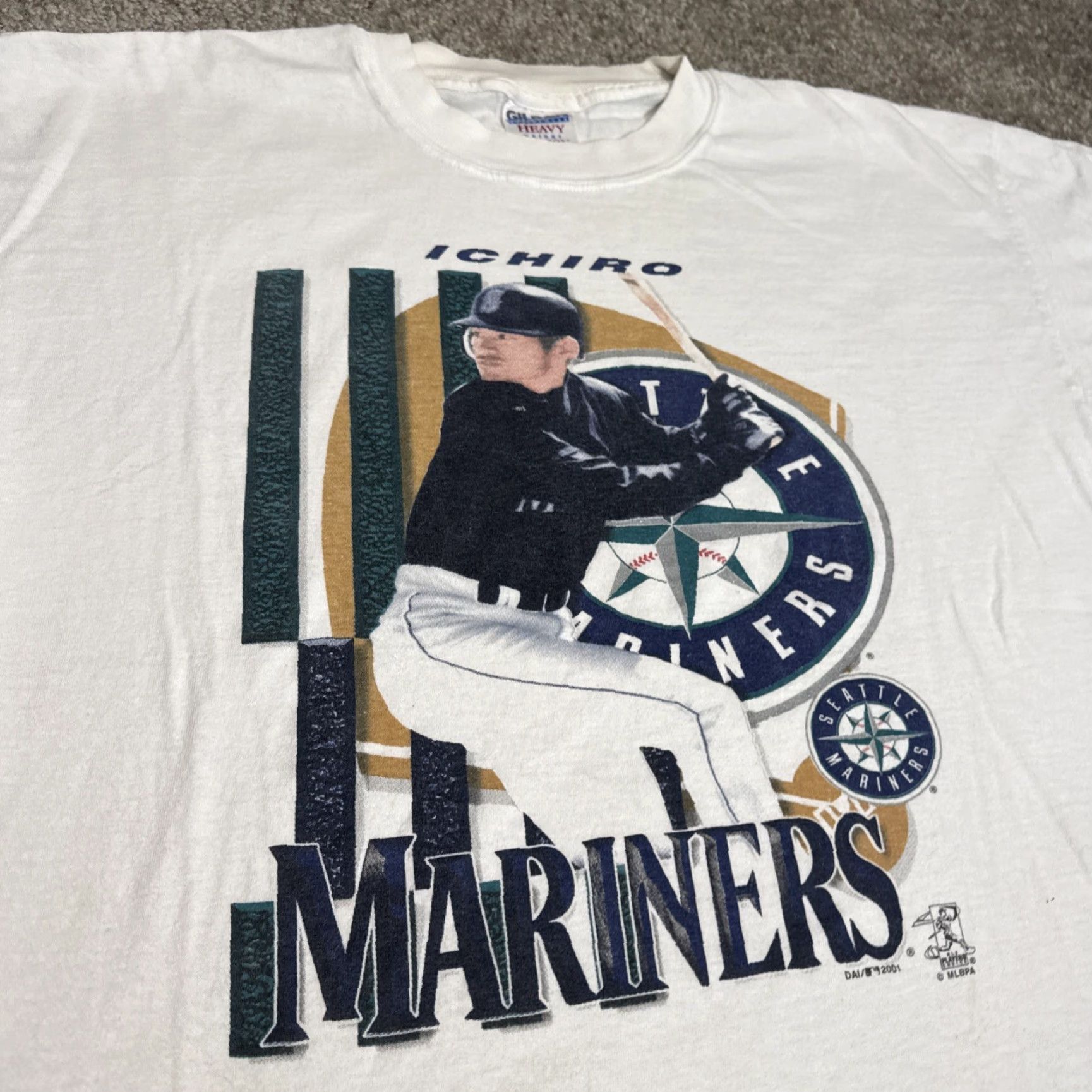 MLB VINTAGE Ichiro Suzuki Seattle Mariners MLB Baseball Japan T-Shirt XL Mens White Marine 2001 Size US XL / EU 56 / 4 - 3 Thumbnail