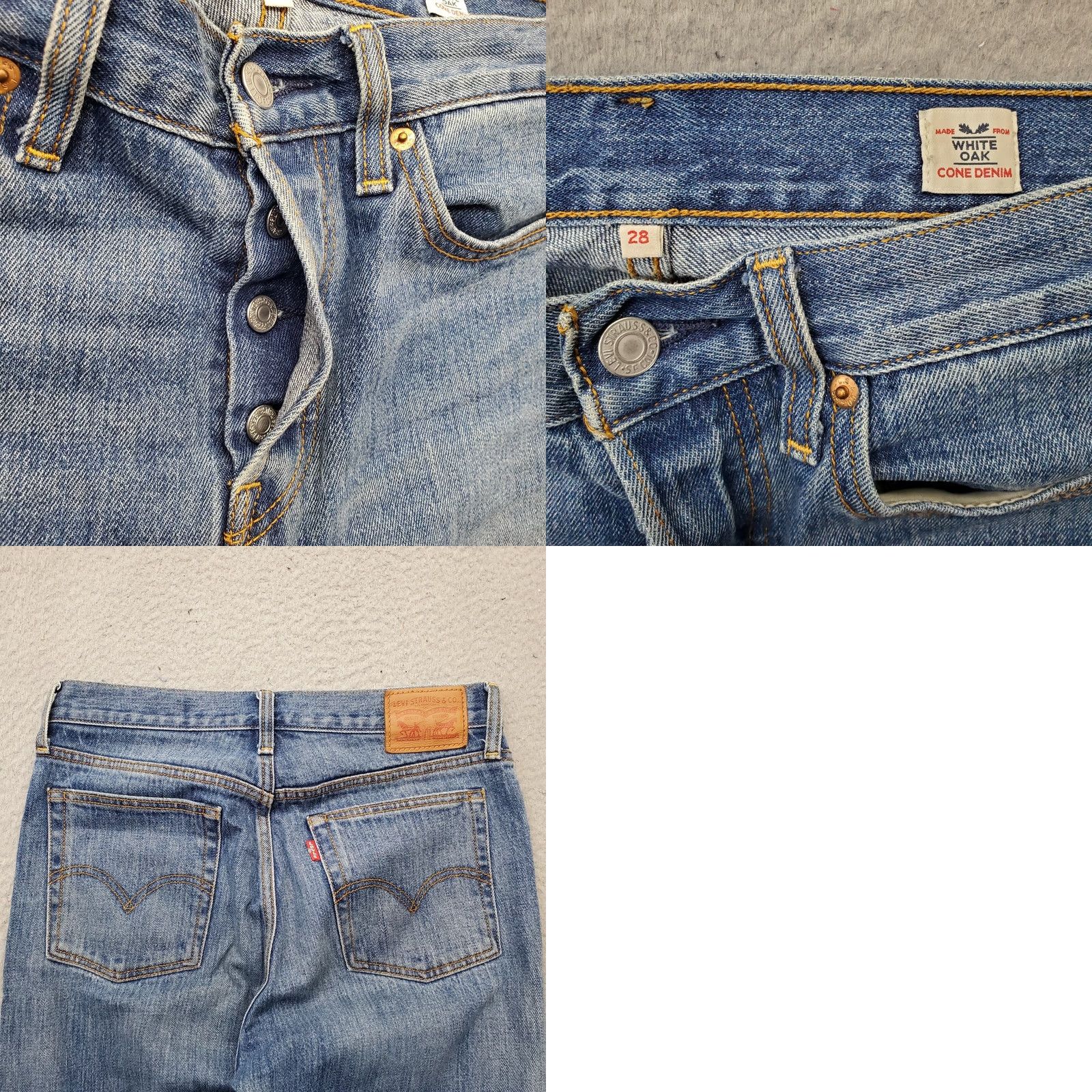 Levi's Levi's Straight Jeans Womens 28 Blue Denim White Oak Cone Frayed Hem Button Fly Jeans Size 28" / US 6 / IT 42 - 9 Thumbnail