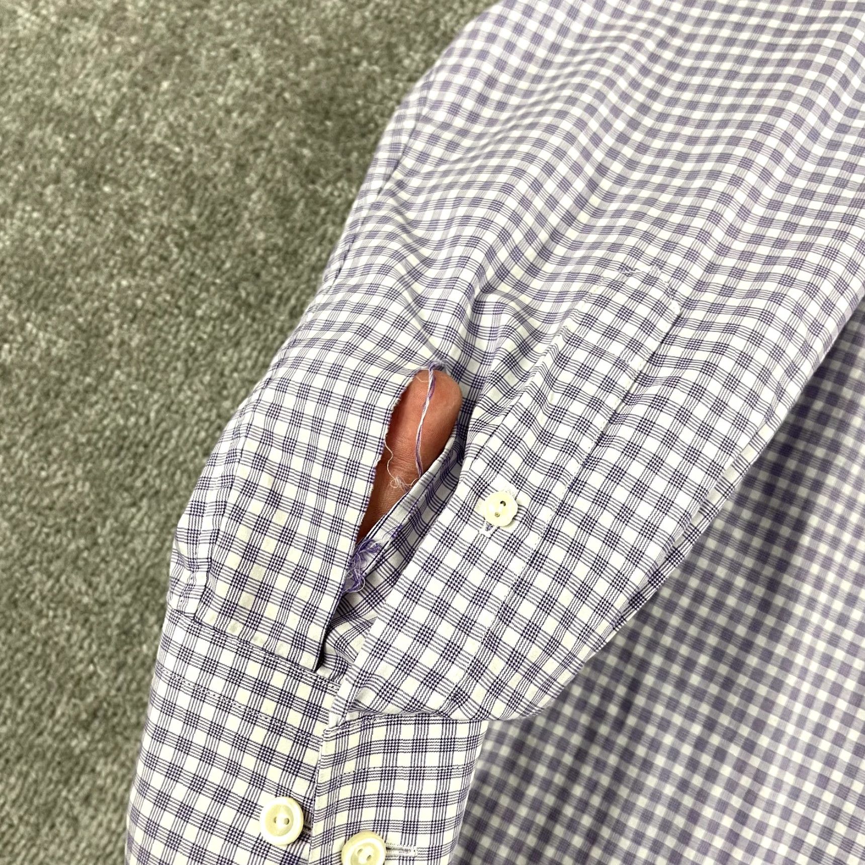 Eton ETON Dress Shirt Mens Size 16.5 White Purple Checked Long Sleeve Button Up Flaw Size US L / EU 52-54 / 3 - 4 Thumbnail