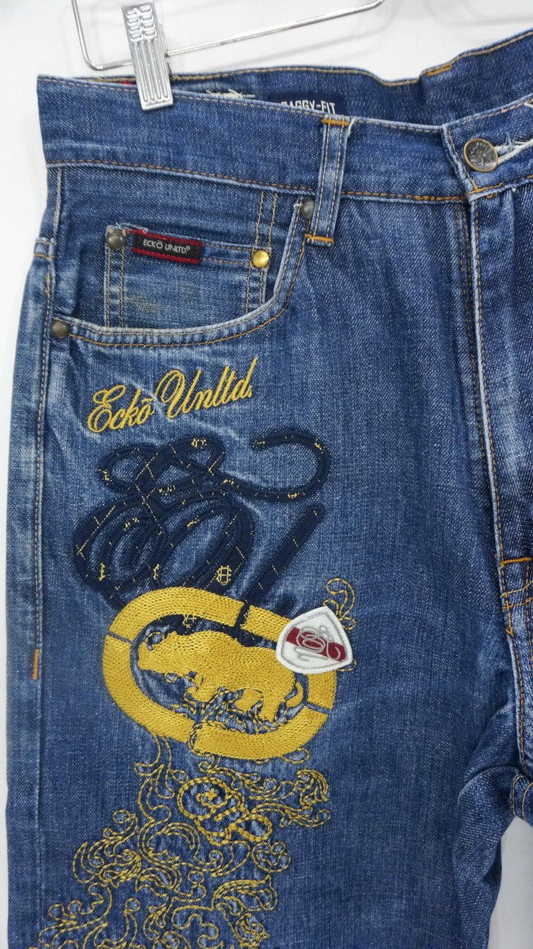 Ecko Unltd. ECKO Unlimited Classic Embroidered Vintage Baggy Jeans Size US 32 / EU 48 - 8 Thumbnail