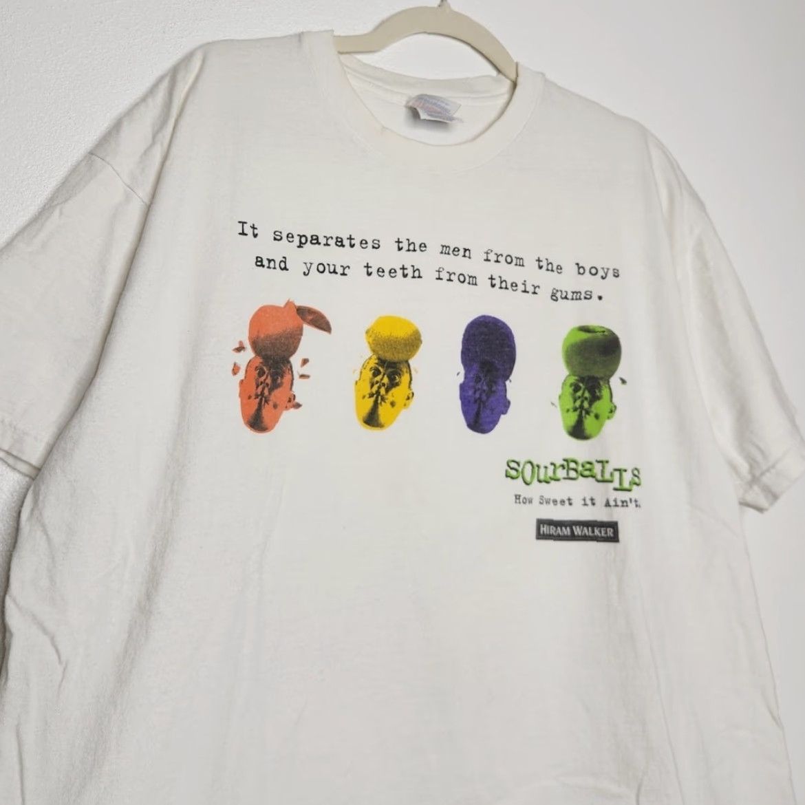 Hanes VINTAGE Hiram Walker Sourballs Alcohol Promo Funny Pun Art XL White Shirt Size US XL / EU 56 / 4 - 2 Thumbnail