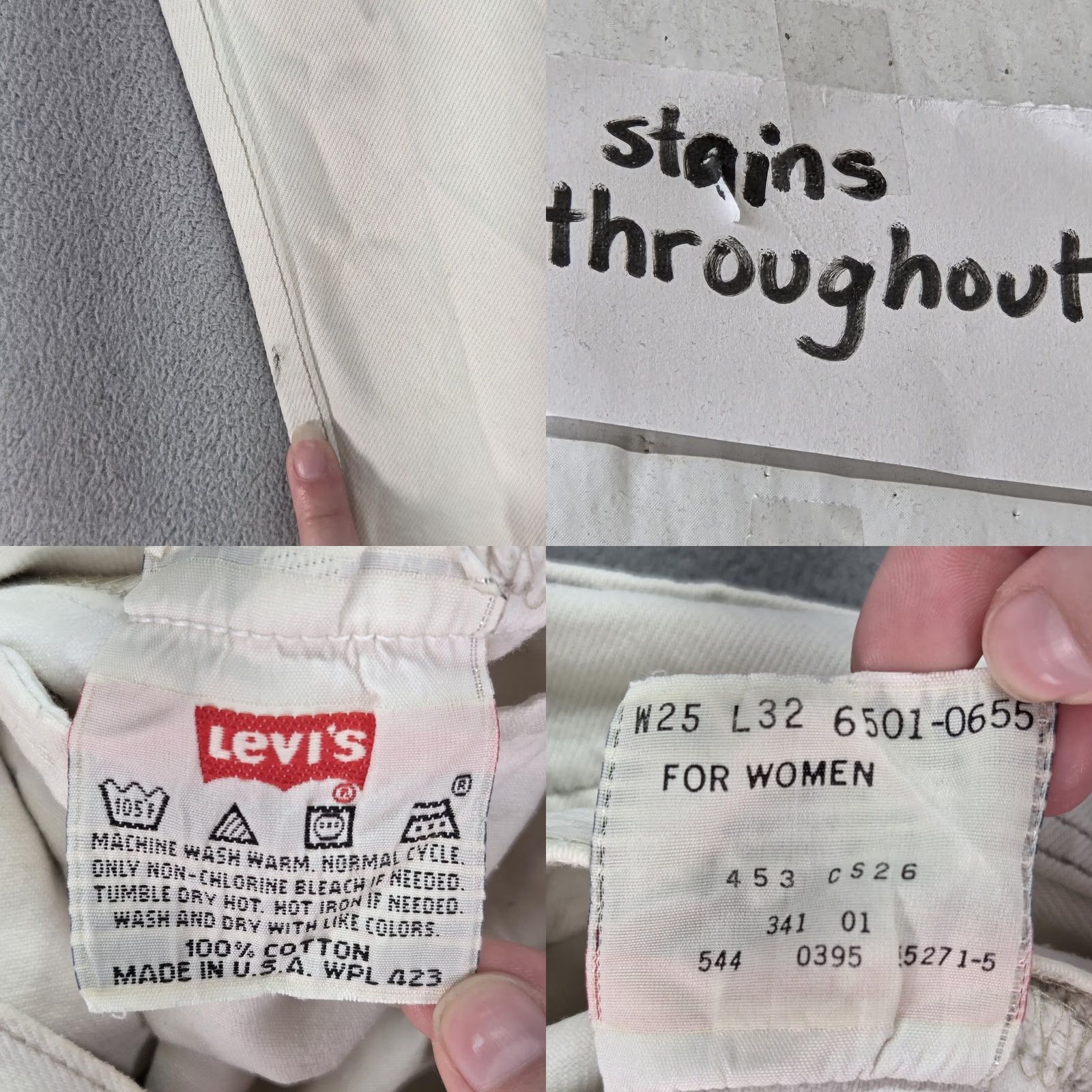Levi's VINTAGE Levi's 501 Jeans Womens White Button Fly 20x27 90s Fits Regular High Rise Denim 100% Cotton United States Womens Size 42" / US 20 - 8 Thumbnail
