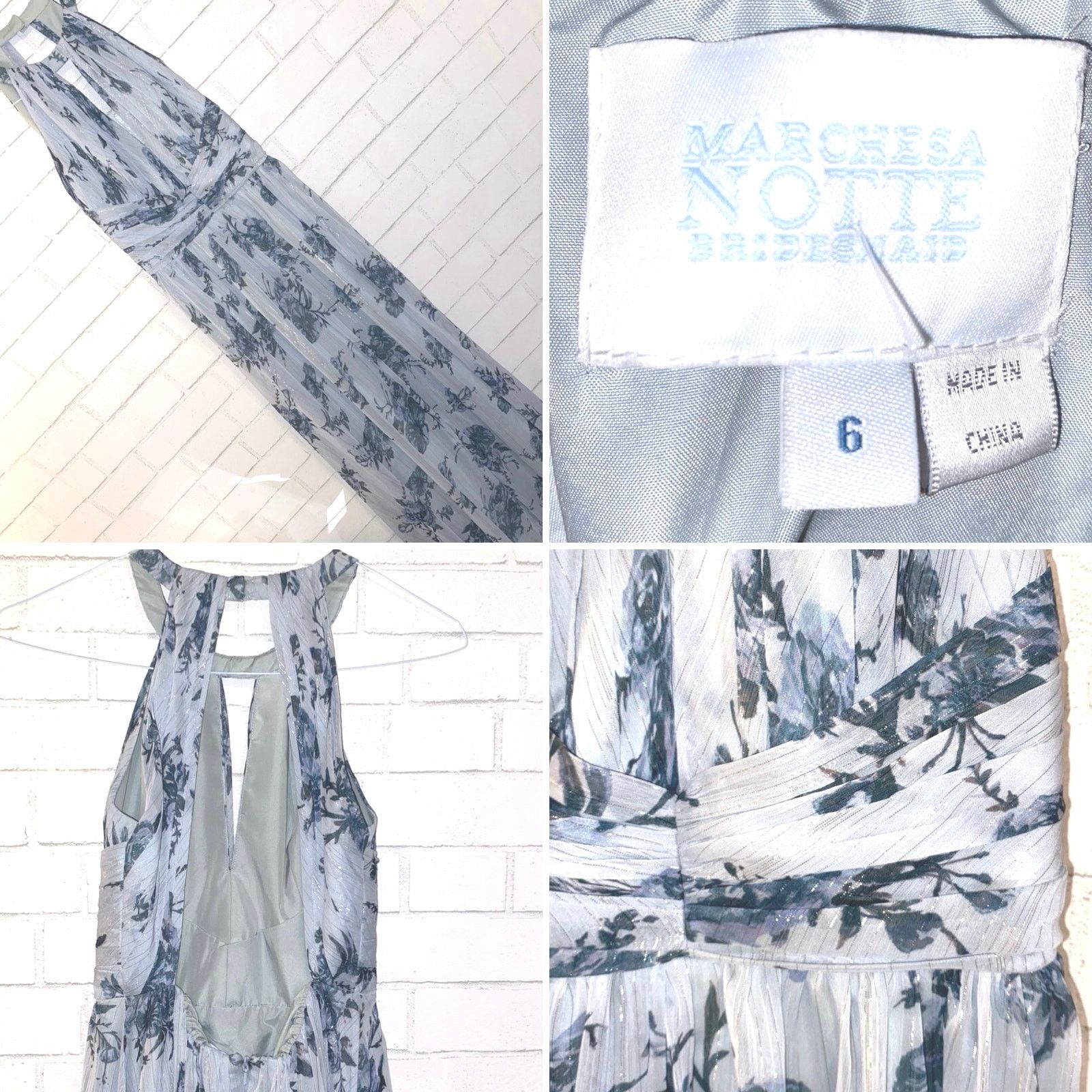 Marchesa Marchesa Notte $395 Carrara Blue Bridesmaid Floral Gown 6 Size M / US 6-8 / IT 42-44 - 2 Thumbnail