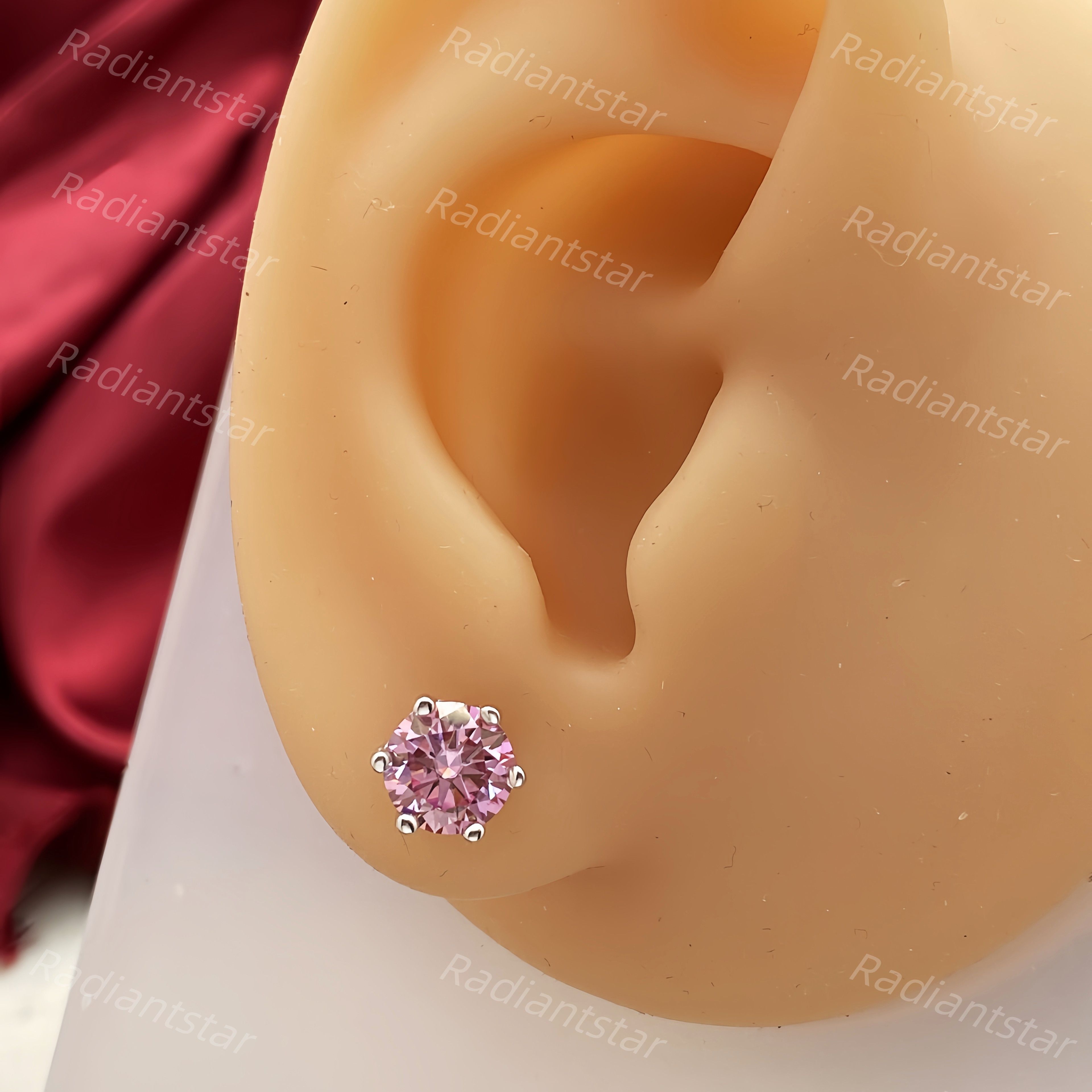 Other NEW 2ct. Pink Moissanite 6 Prone Solitaire Stud Earrings Size ONE SIZE - 5 Thumbnail