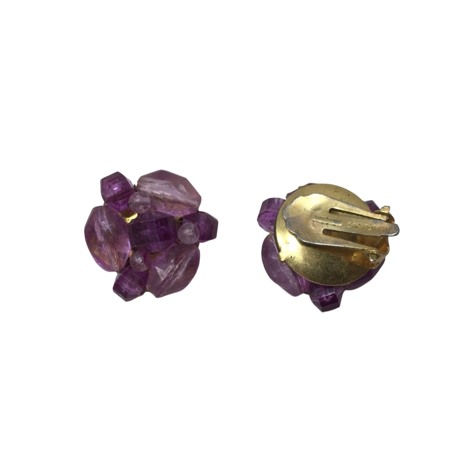 Other Women's Beaded Purple and Gold Tone Clip On Earrings Size ONE SIZE - 2 Thumbnail