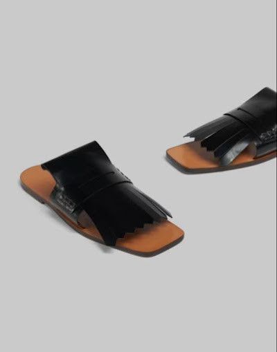 Marni o1w1db10125 Fringed Leather Flat Sandals in Black Size US 10 / IT 40 - 2 Thumbnail