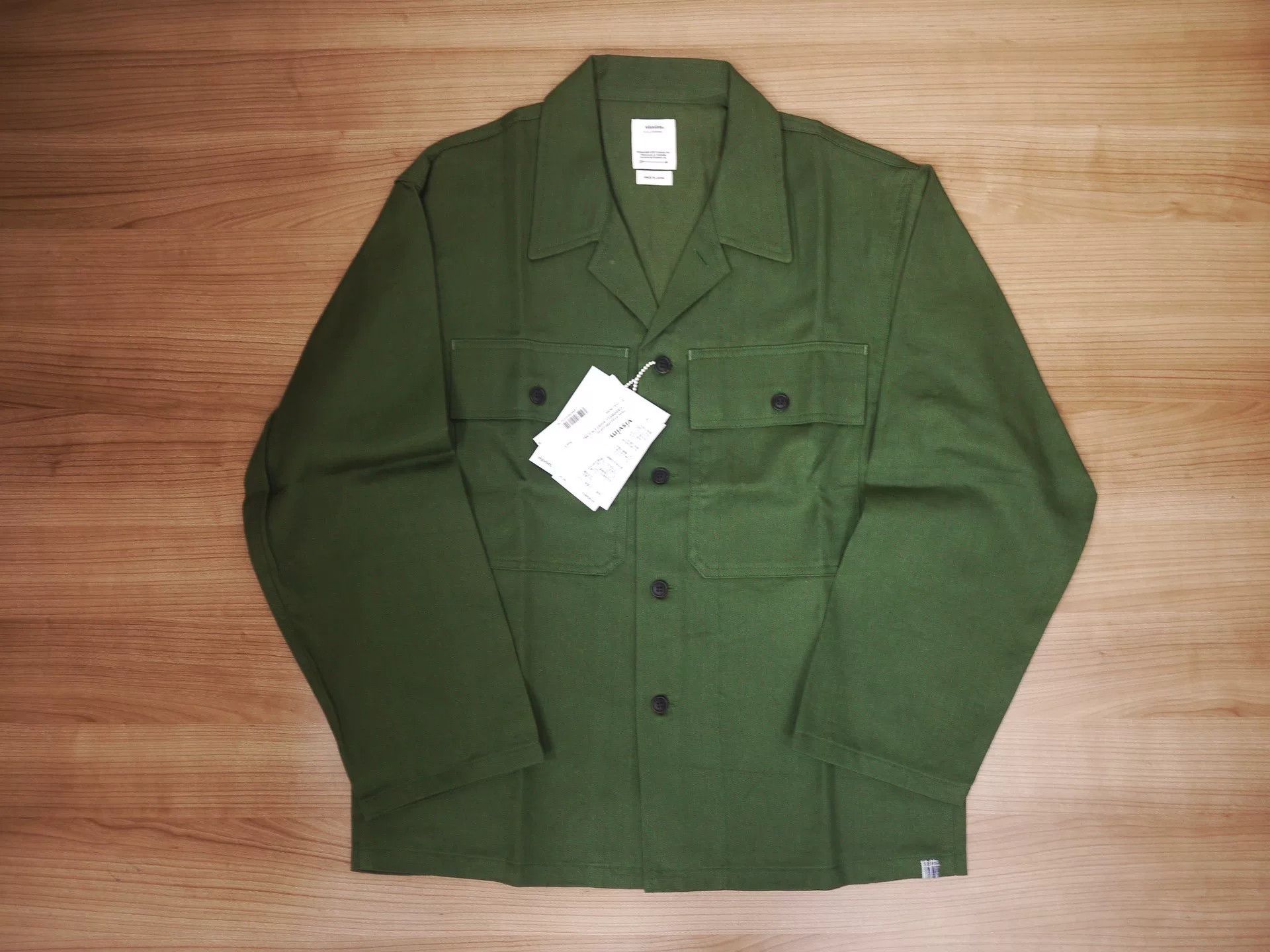 visvim cardwell shirt in olive green